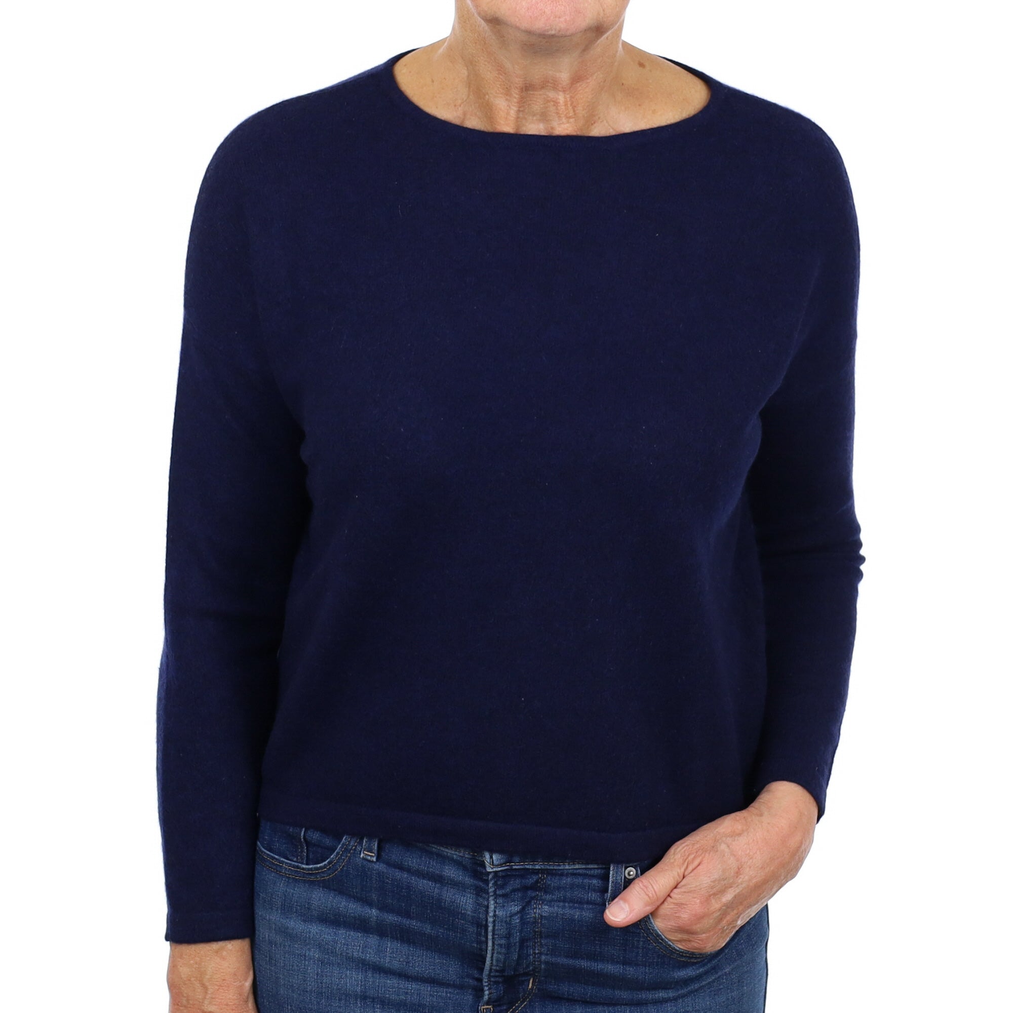 French Navy Cashmere Crew Neck Jumper Medium