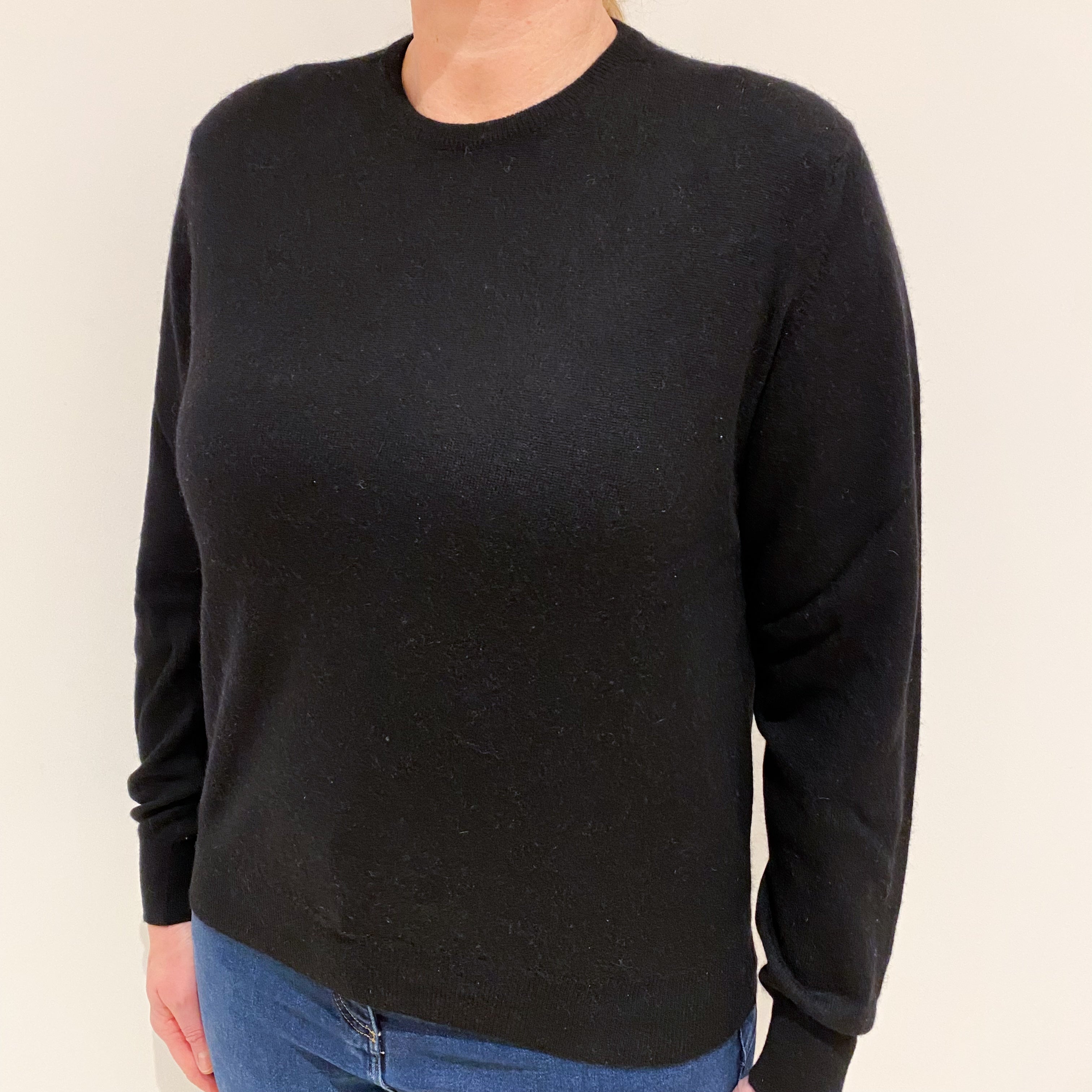 Black Cashmere Crew Neck Jumper Large