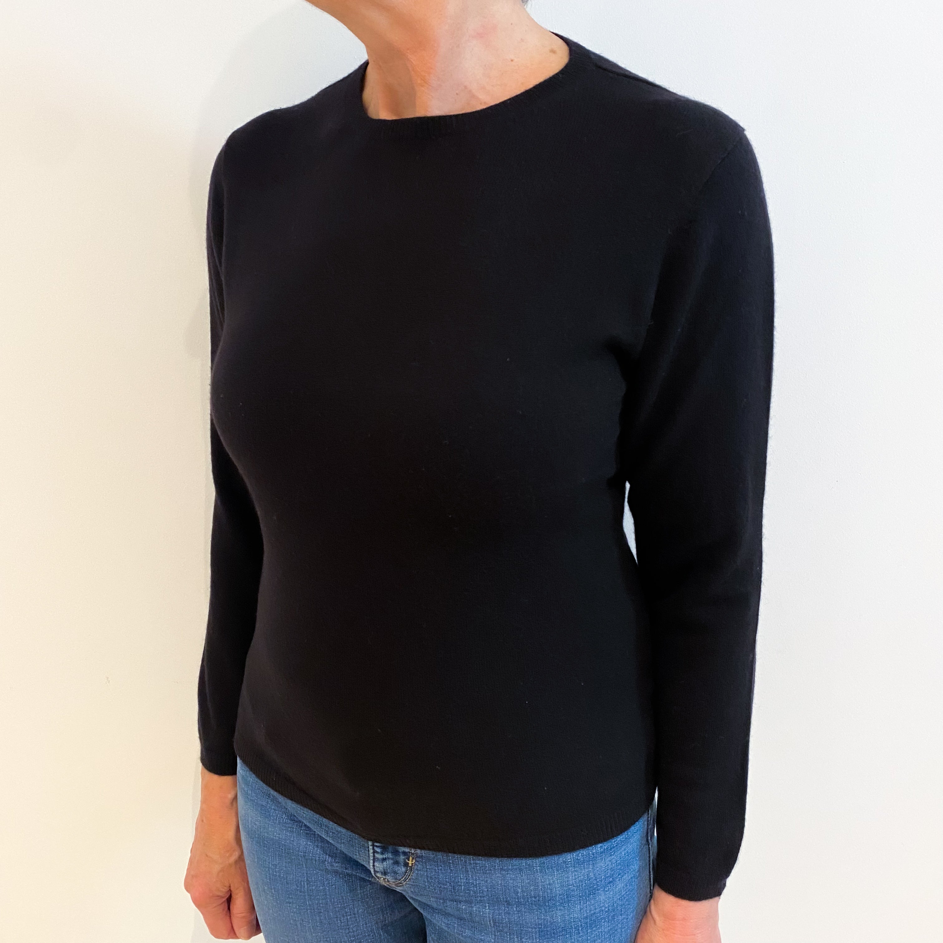 Black Cashmere Crew Neck Jumper Medium