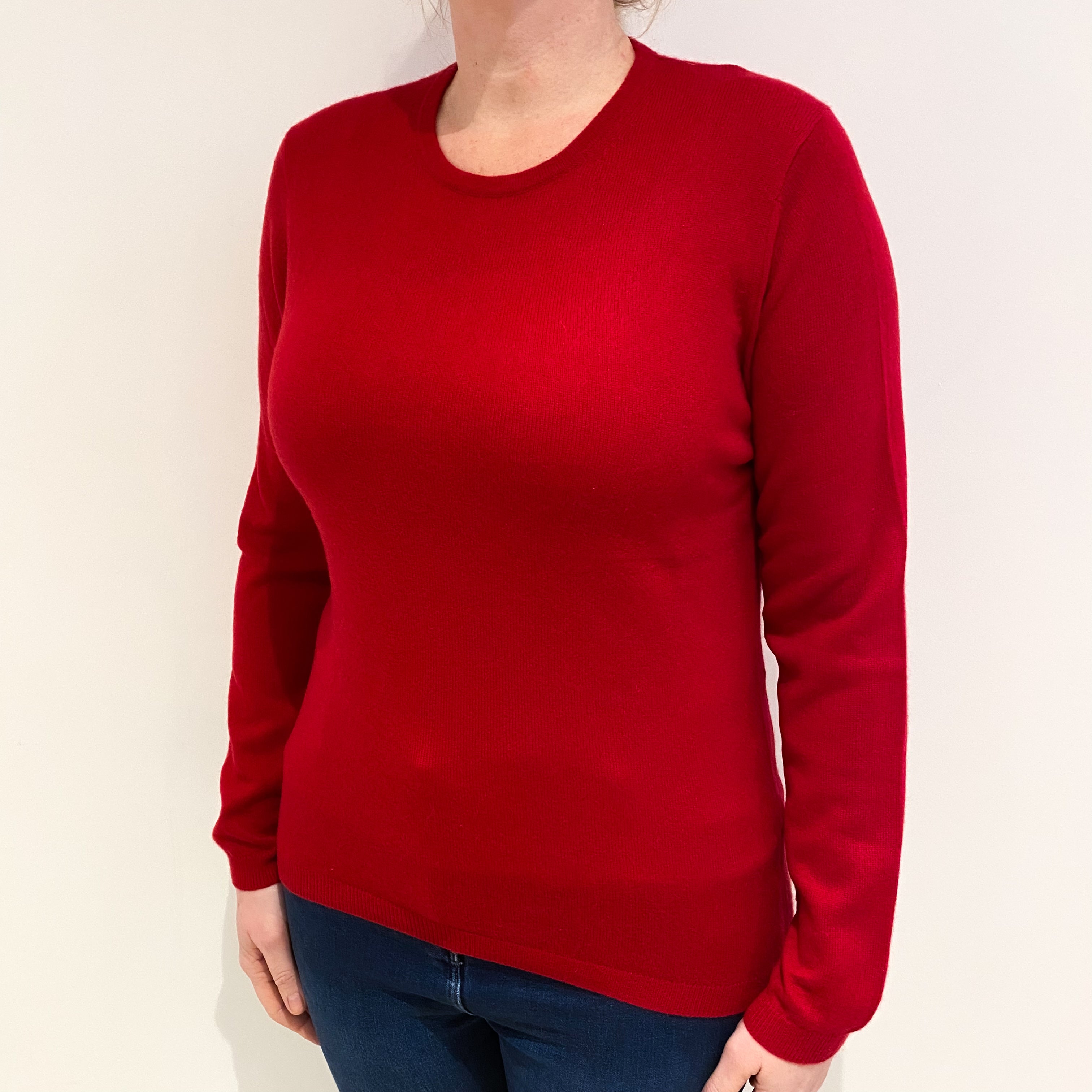 Berry Red Cashmere Crew Neck Jumper Large
