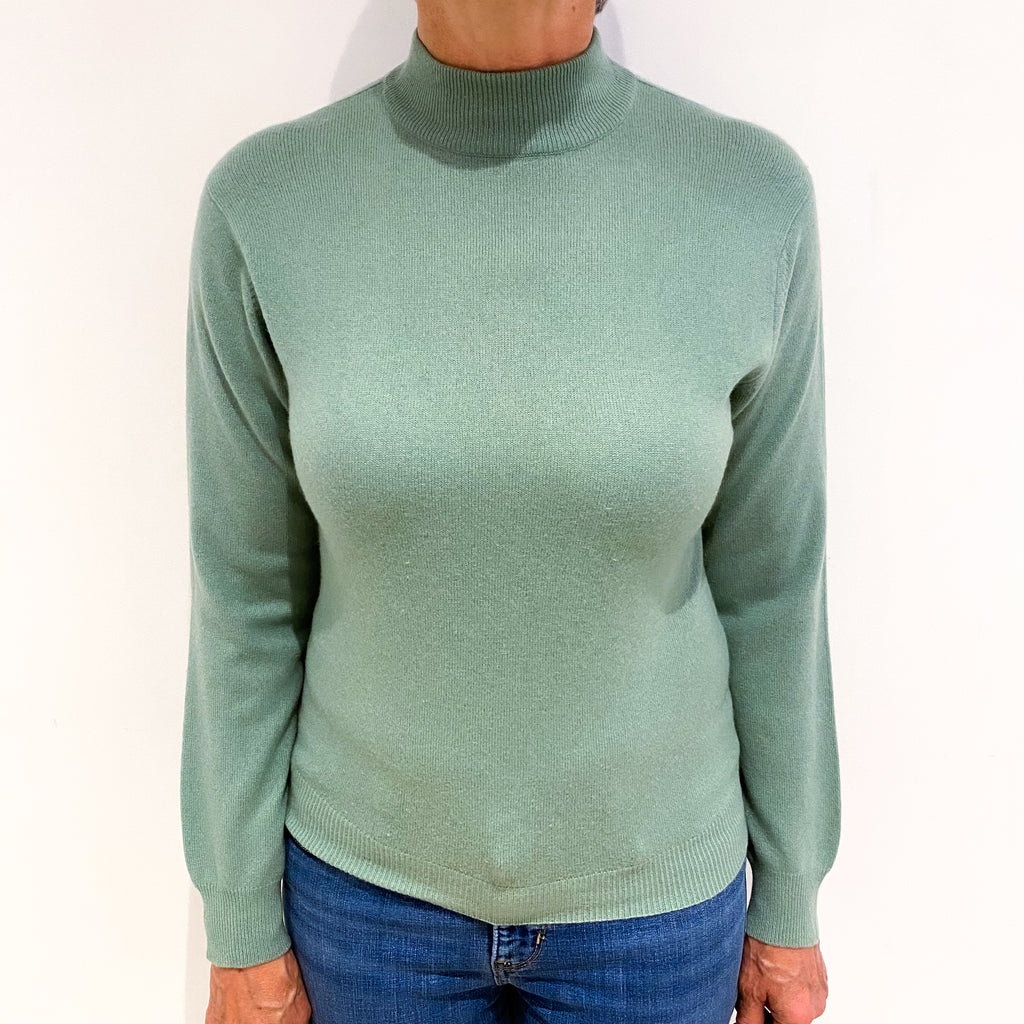 Pickle Green Cashmere Turtle Neck Jumper Medium