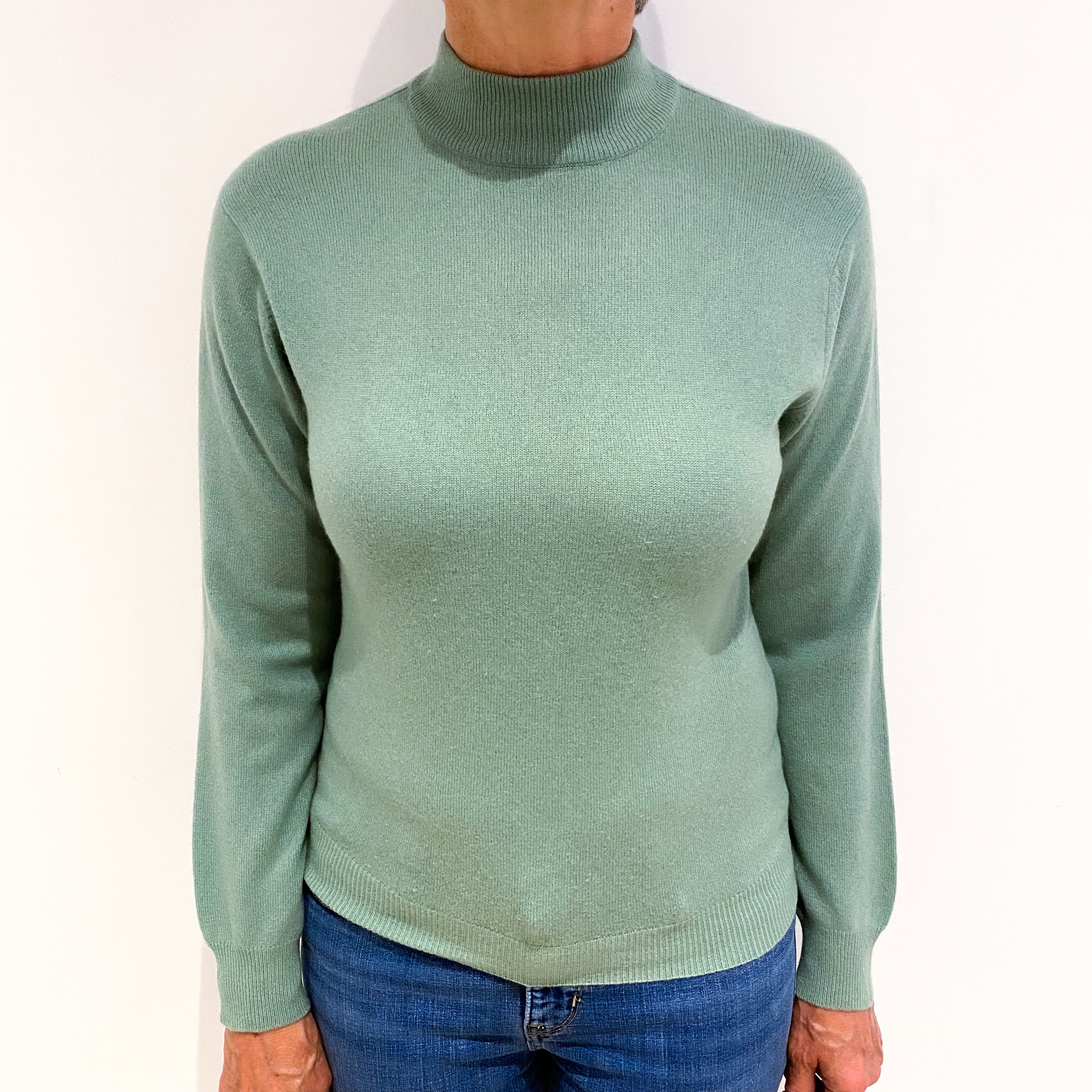 Pickle Green Cashmere Turtle Neck Jumper Medium