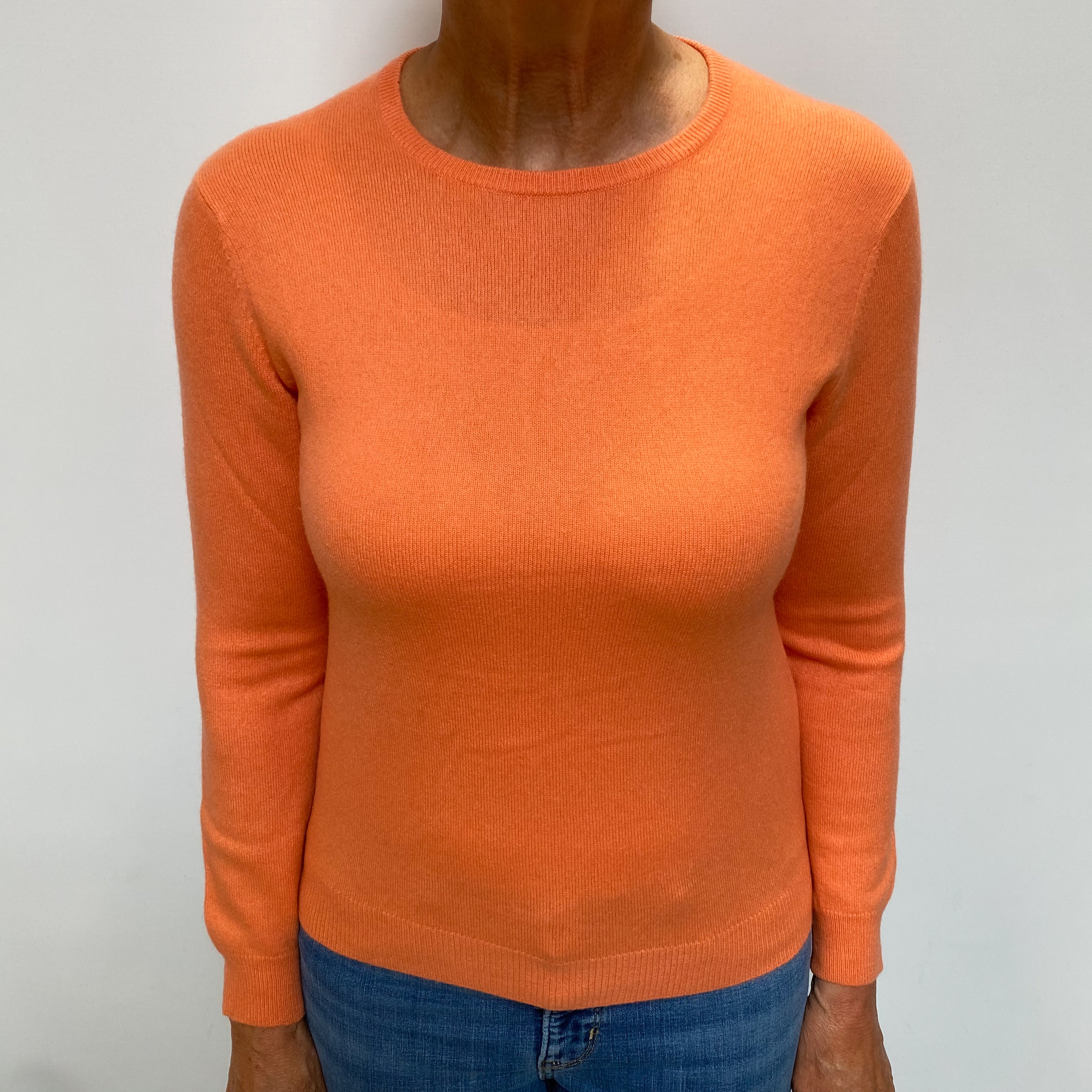 Tangerine Orange Cashmere Crew Neck Jumper Medium