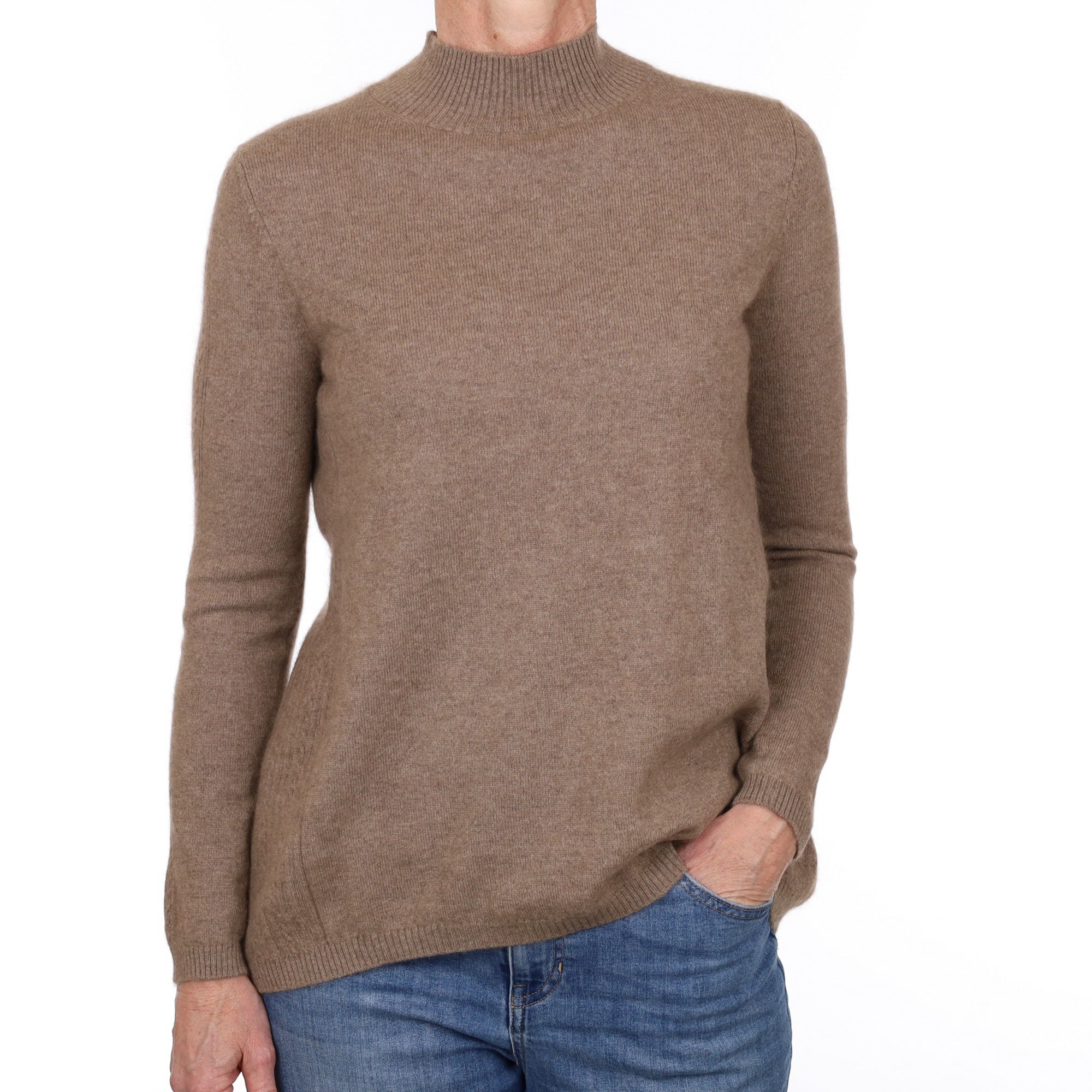 Mocha Brown Cashmere Turtle Neck Jumper Small