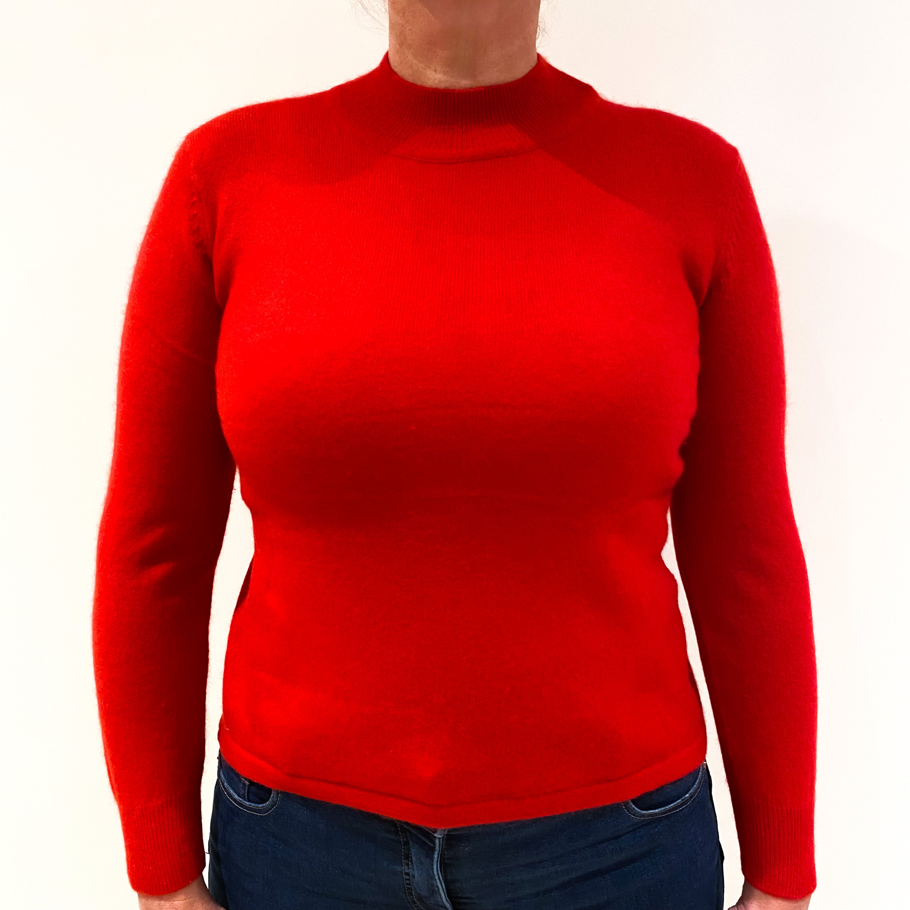 Post Box Red Cashmere Turtle Neck Jumper Large