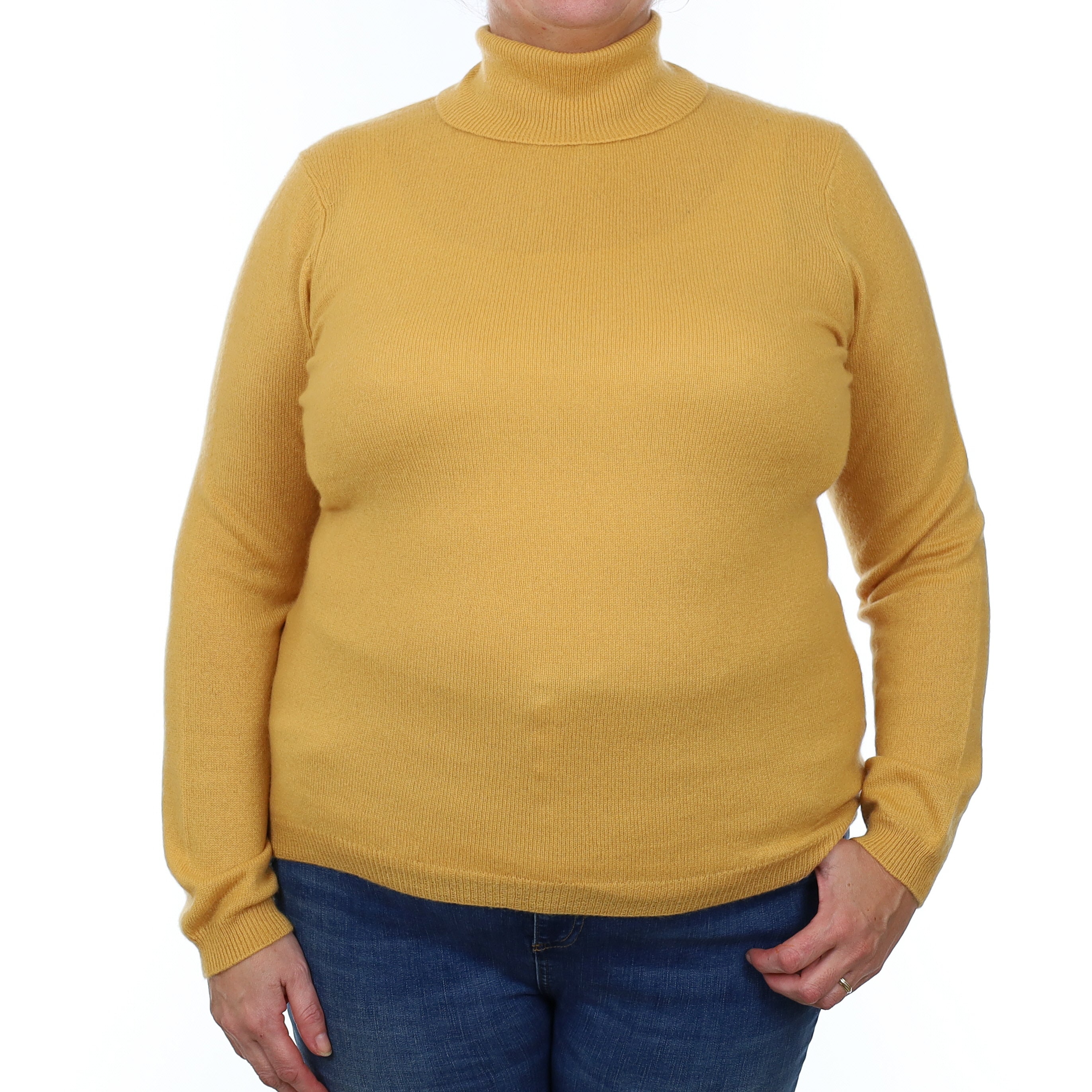 Mustard Yellow Cashmere Polo Neck Jumper Extra Large