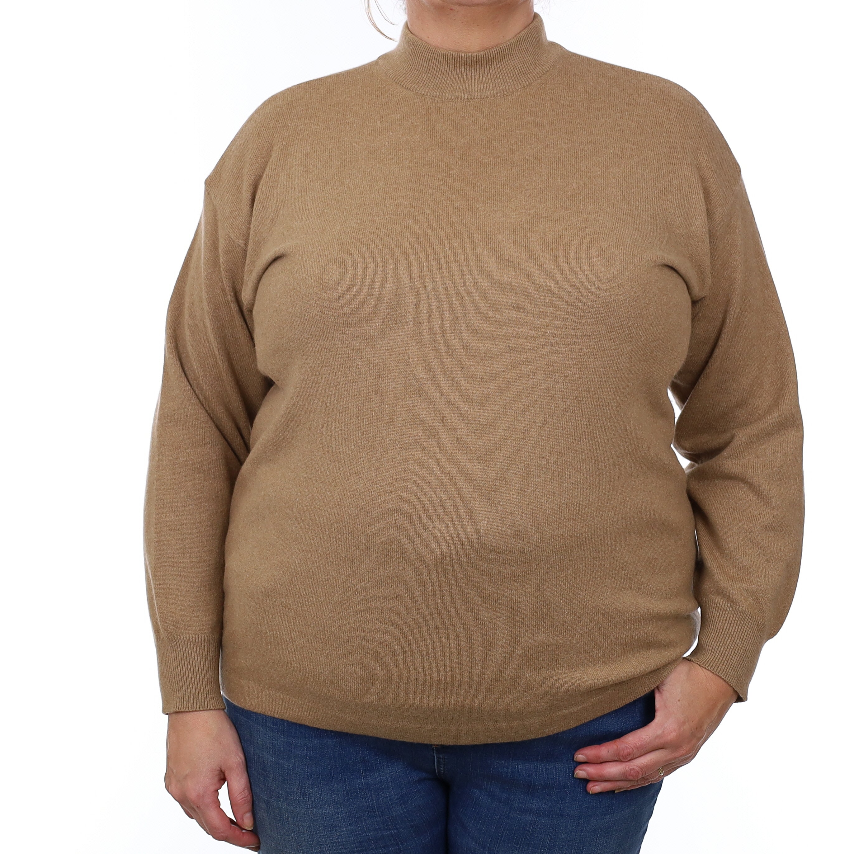 Camel Brown Cashmere Turtle Neck Jumper Extra Large