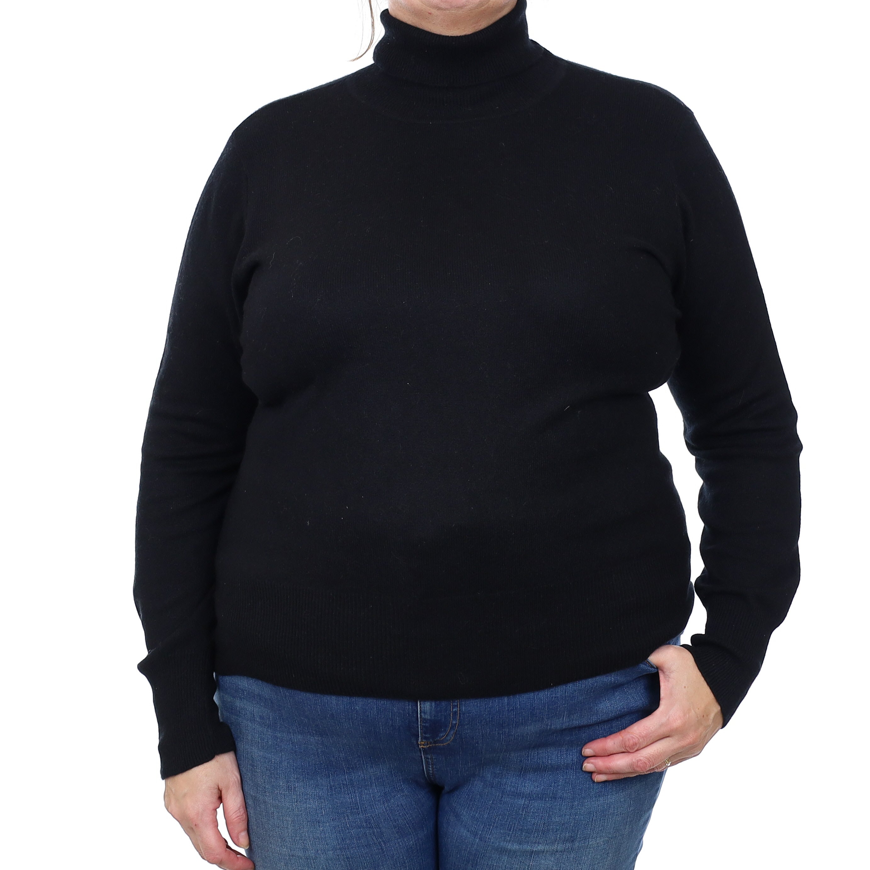 Black Cashmere Polo Neck Jumper Extra Large