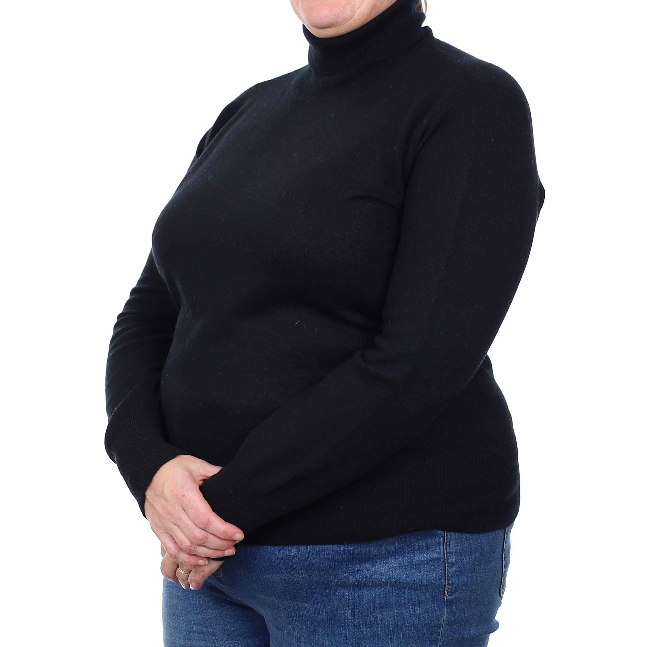 Black Cashmere Polo Neck Jumper Extra Large