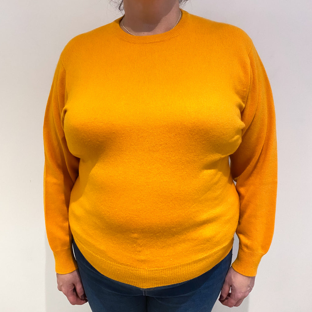 Marigold Orange Cashmere Crew Neck Jumper Extra Large