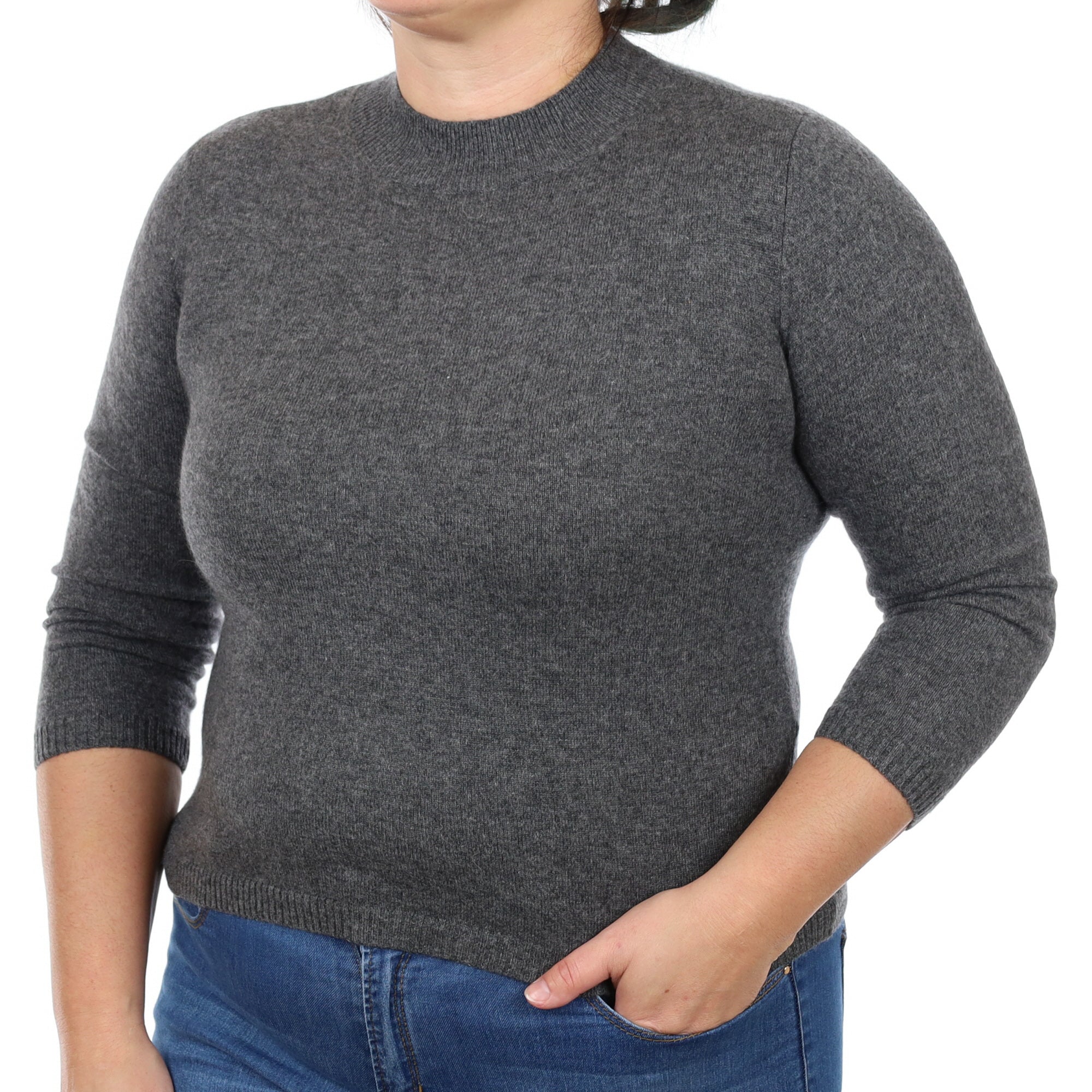 Slate Grey Cashmere Turtle Neck Jumper Large