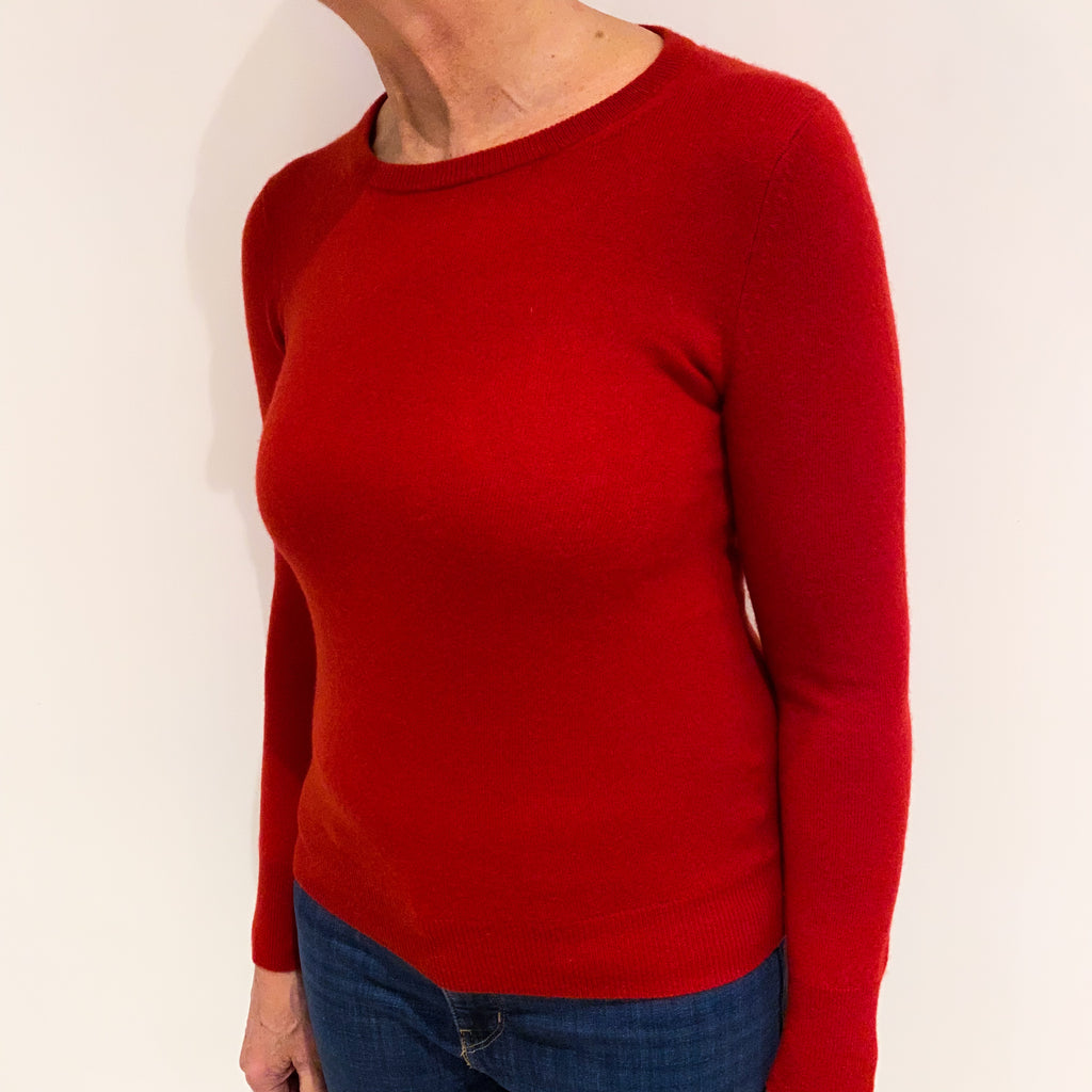 Scarlet Red Cashmere Crew Neck Jumper Medium