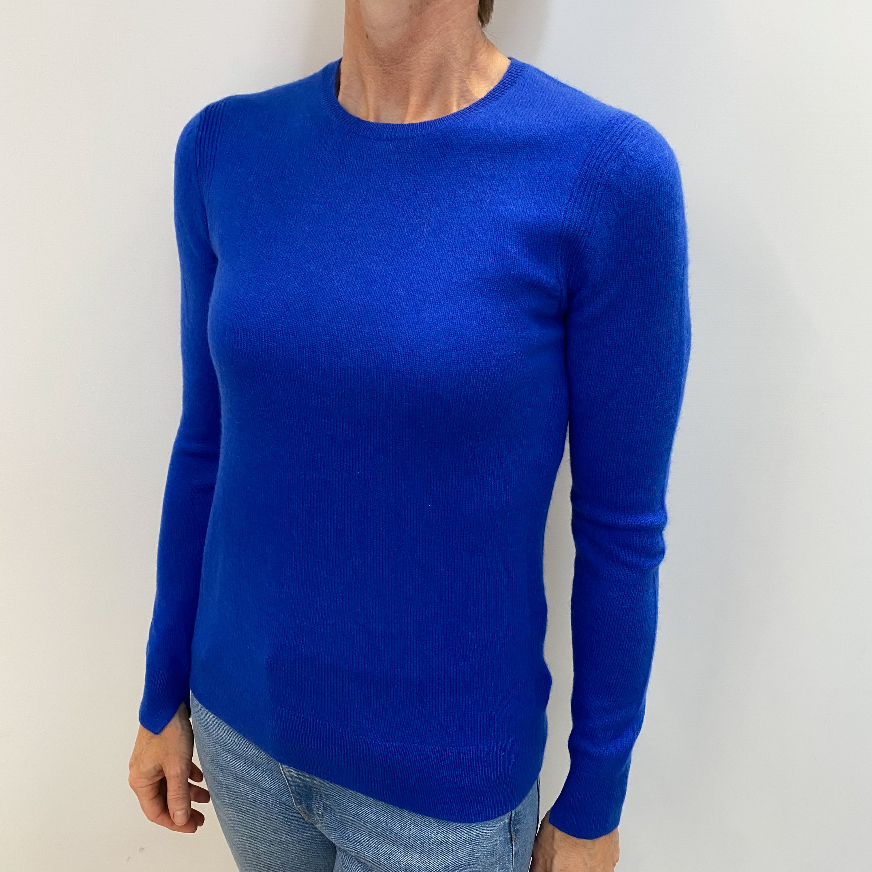 Cobalt Blue Cashmere Crew Neck Jumper Small