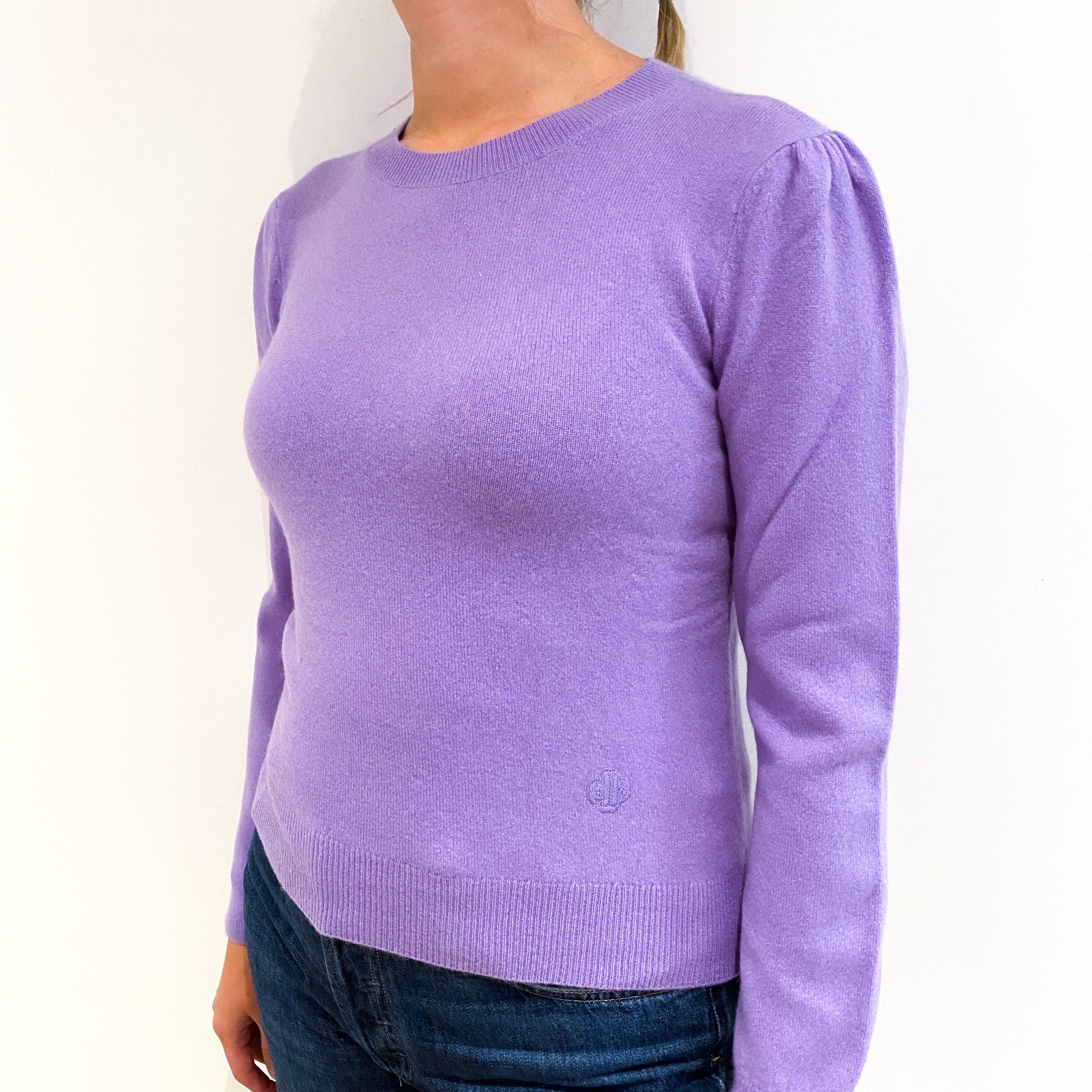 Lavender Purple Cashmere Crew Neck Jumper Small