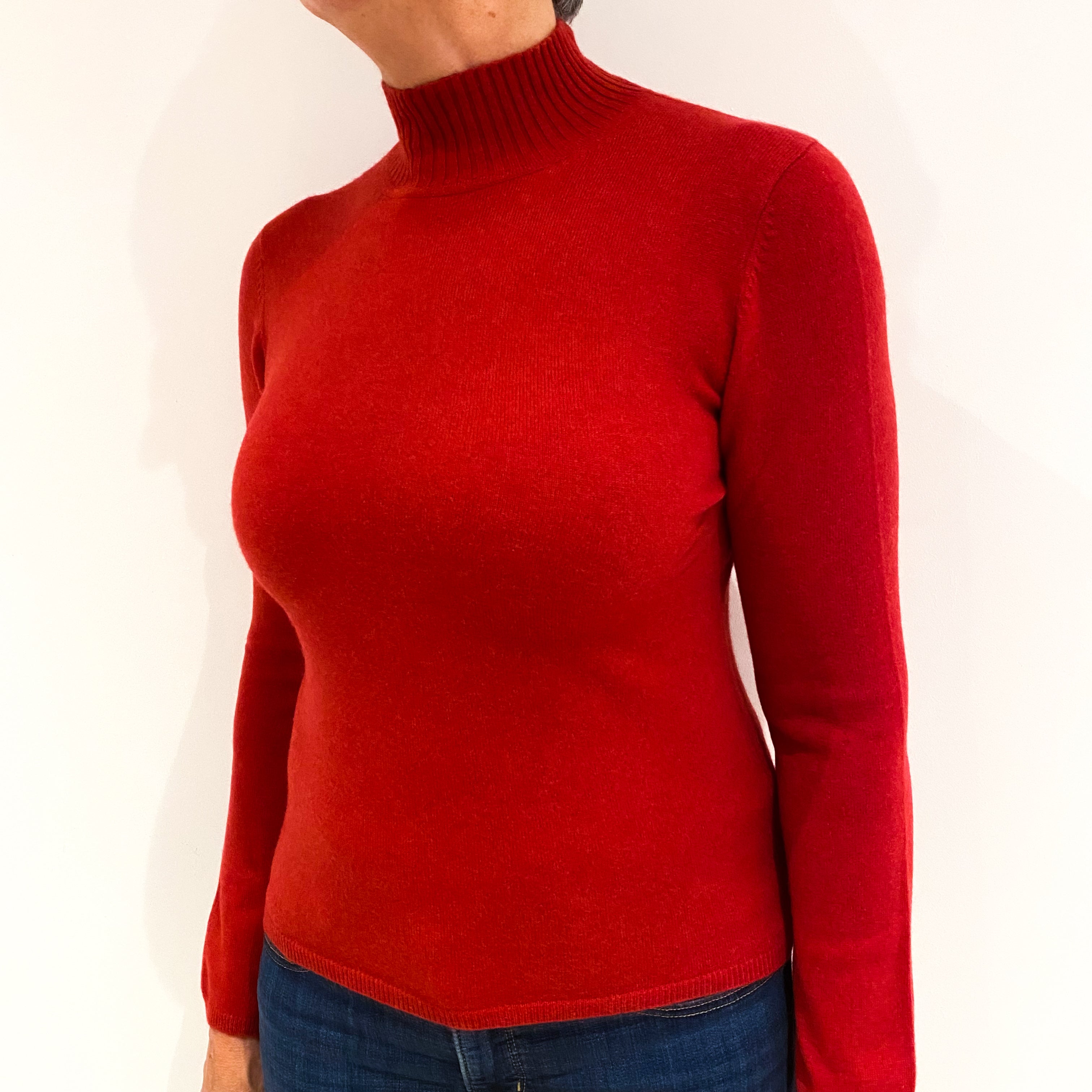 Spanish Red Cashmere Turtle Neck Jumper