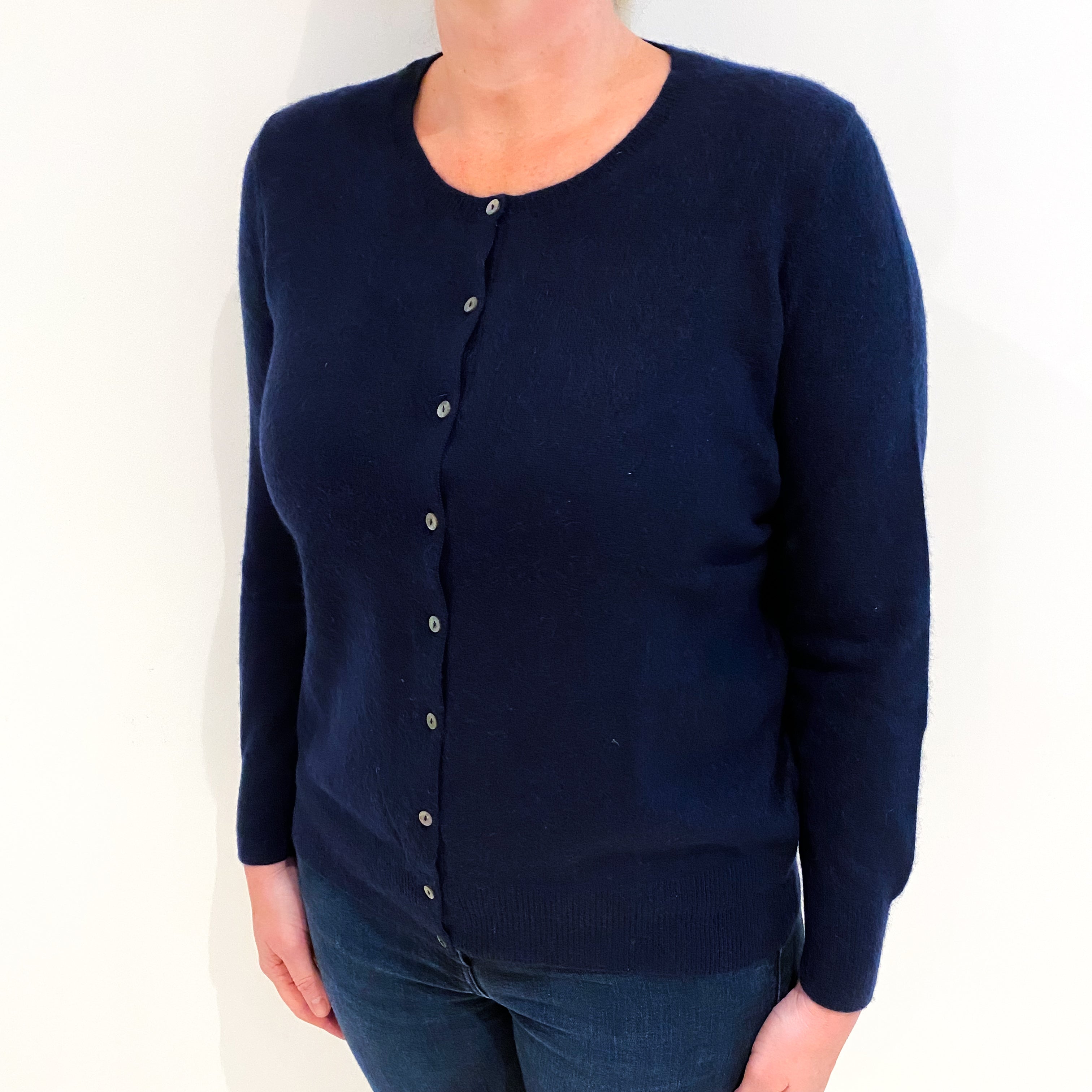 Navy Blue Cashmere Cardigan Large