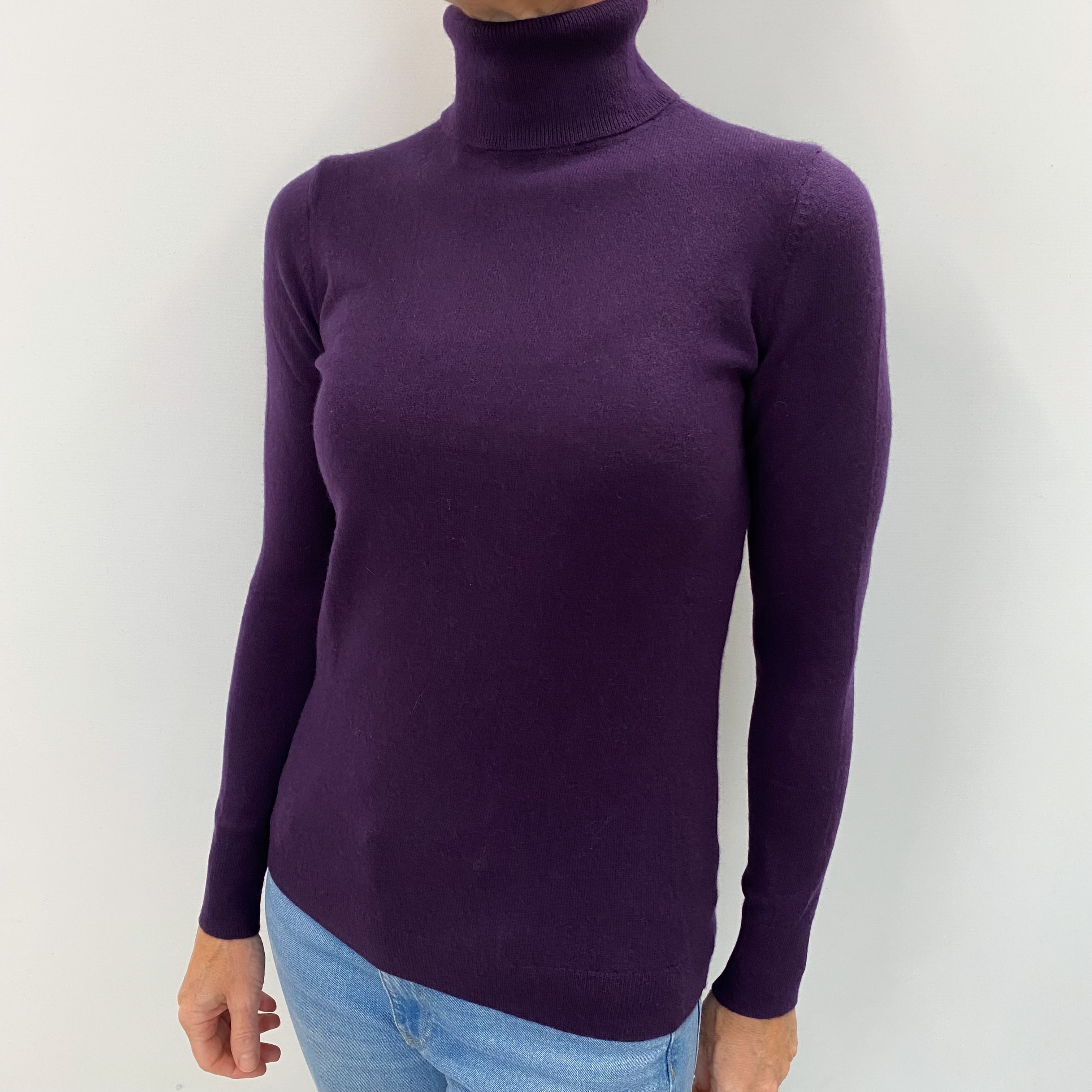 Iris Purple Cashmere Polo Neck Jumper Small