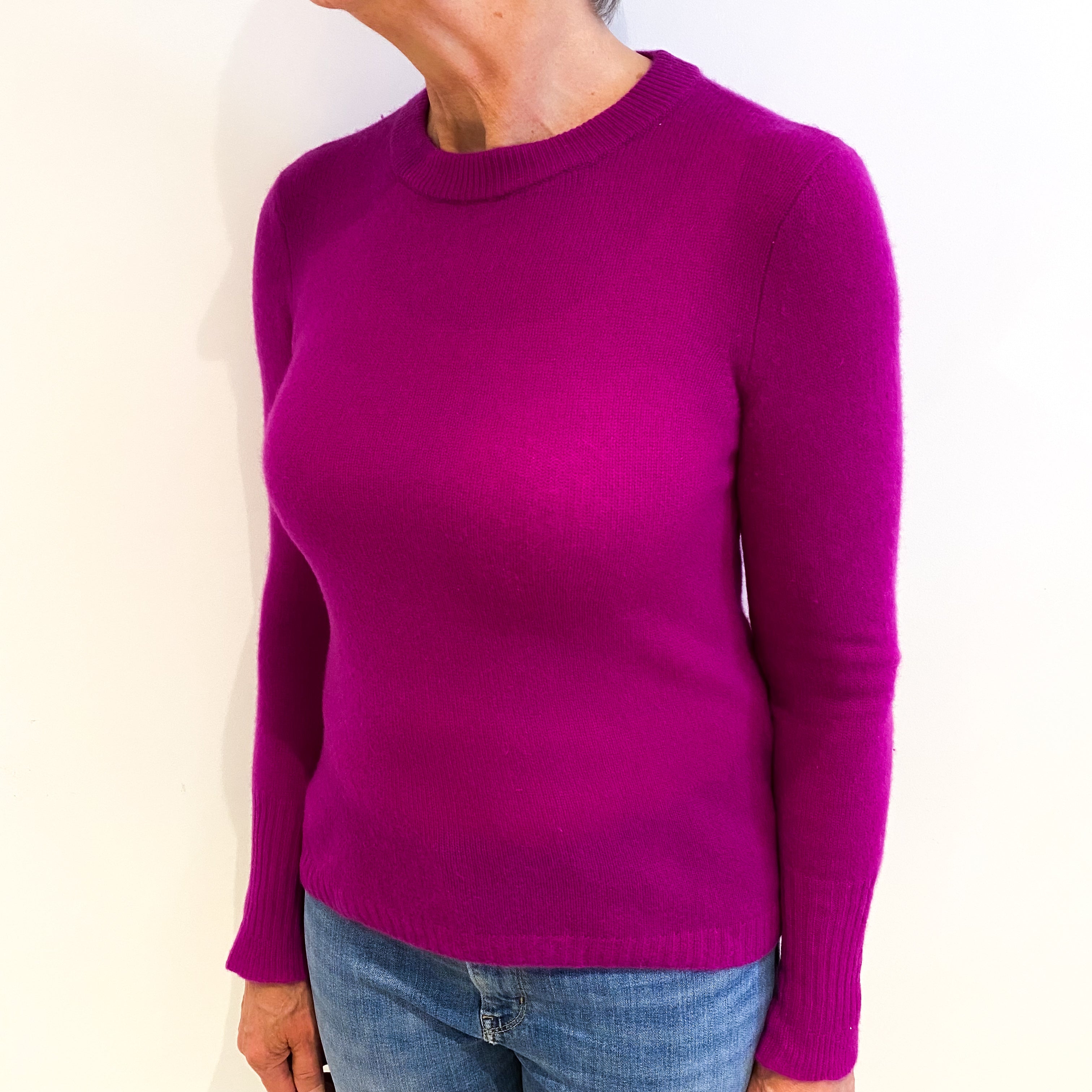 Jigsaw Magenta Purple Cashmere Crew Neck Jumper Medium