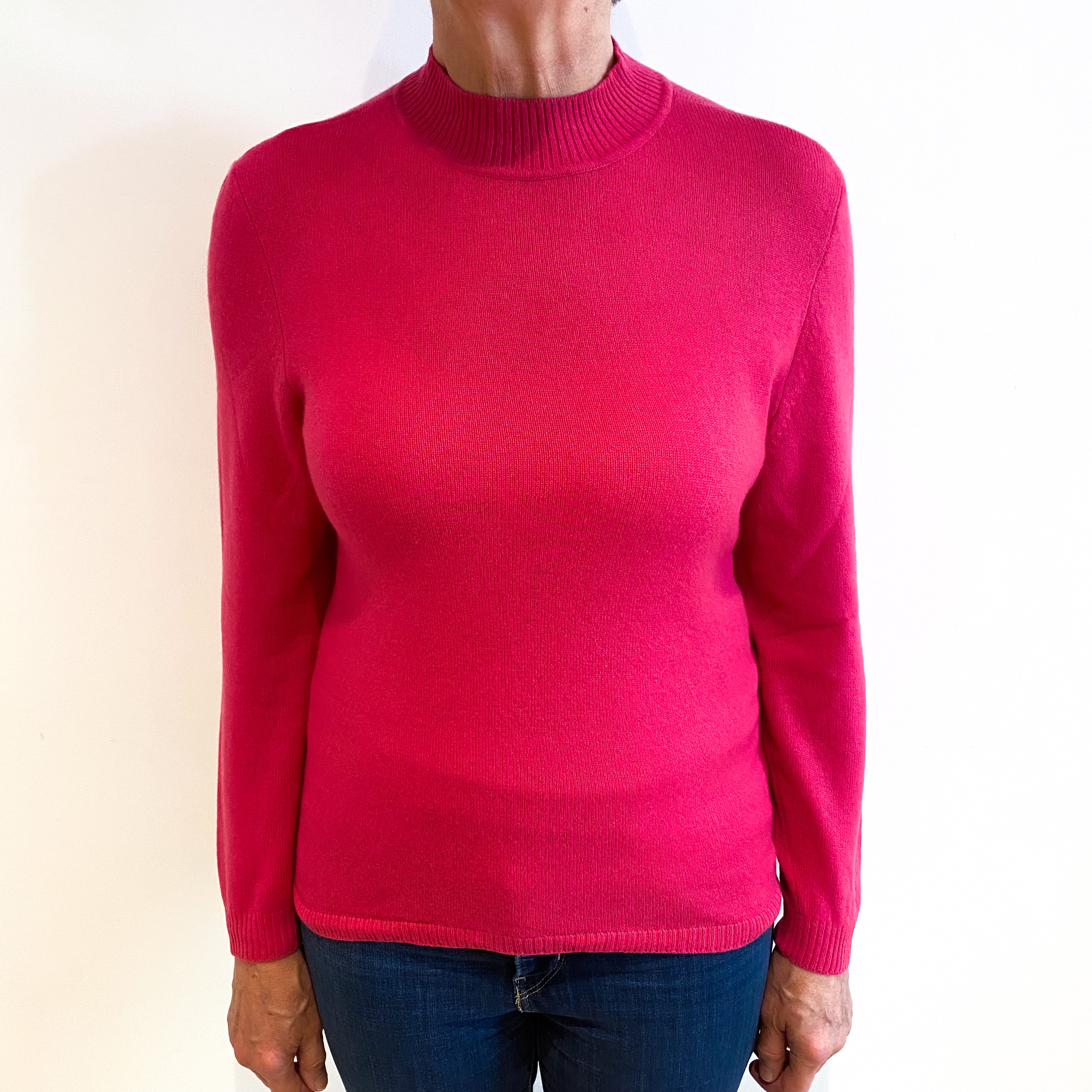 Tulip Pink Cashmere Turtle Neck Jumper Medium