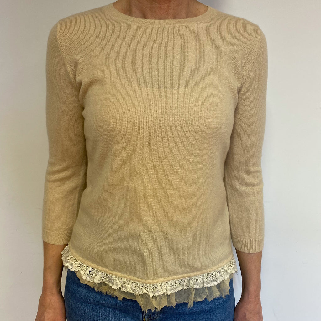 Honey Cream Cashmere Crew Neck Jumper Medium