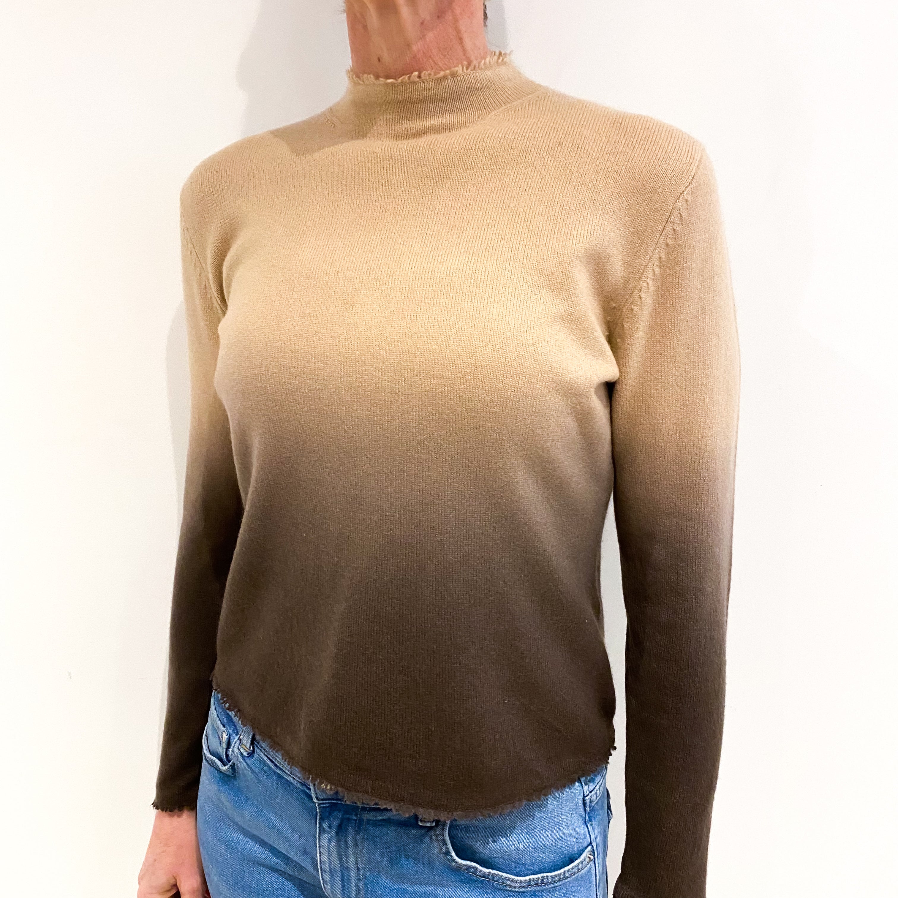 Ombré Brown Beige Cashmere Twin Set Small