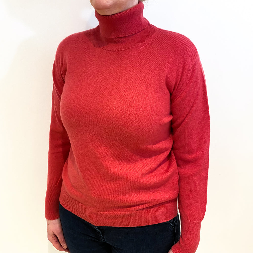 Maison Montagut Cranberry Pink Cashmere Polo Neck Jumper Large
