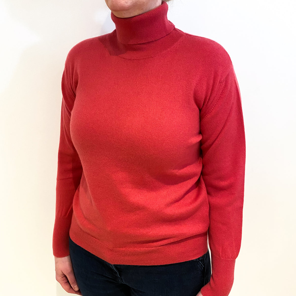 Maison Montagut Cranberry Pink Cashmere Polo Neck Jumper Large