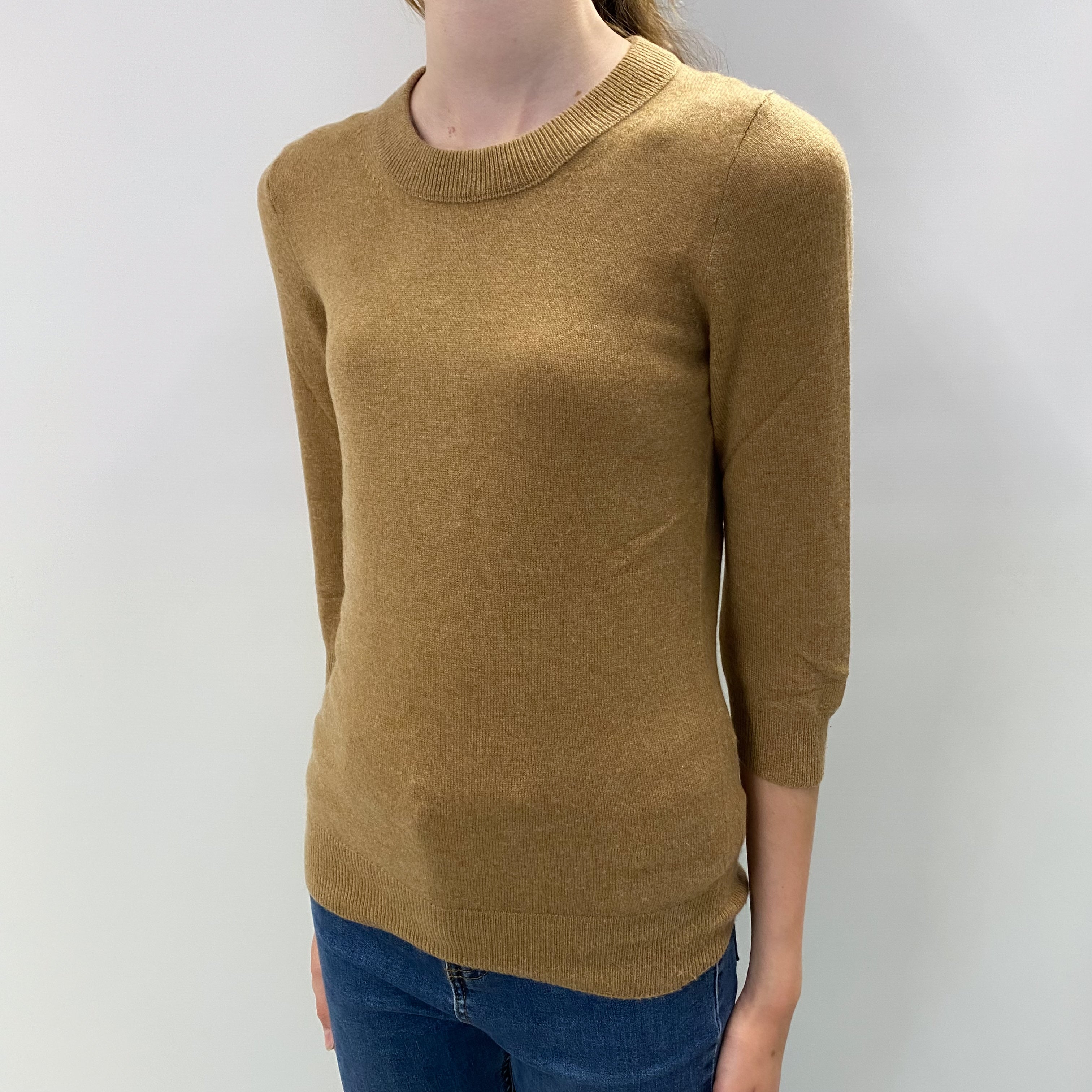 Butterscotch Brown Cashmere Crew Neck Jumper Extra Small