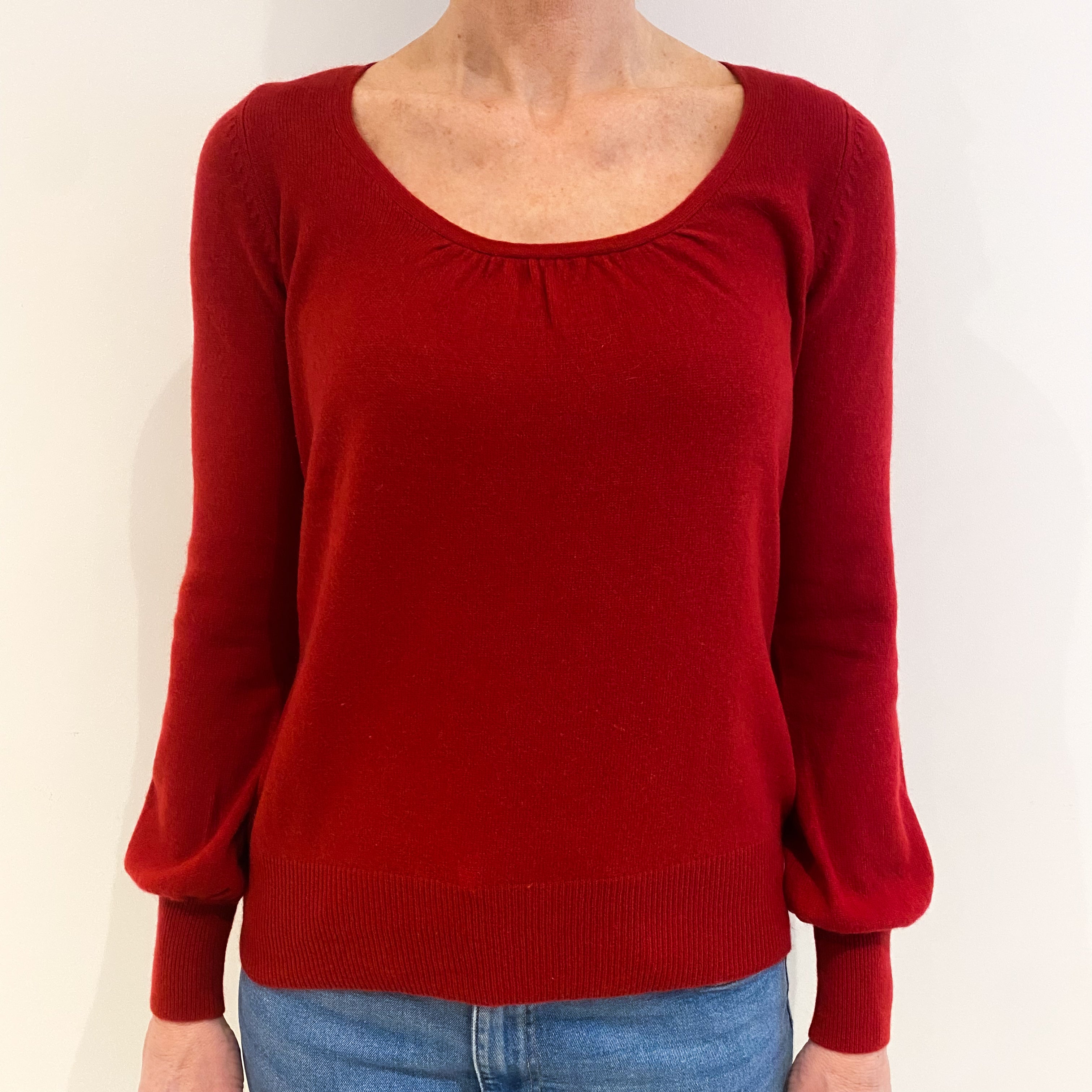 Post Box Red Cashmere Scoop Neck Jumper Small