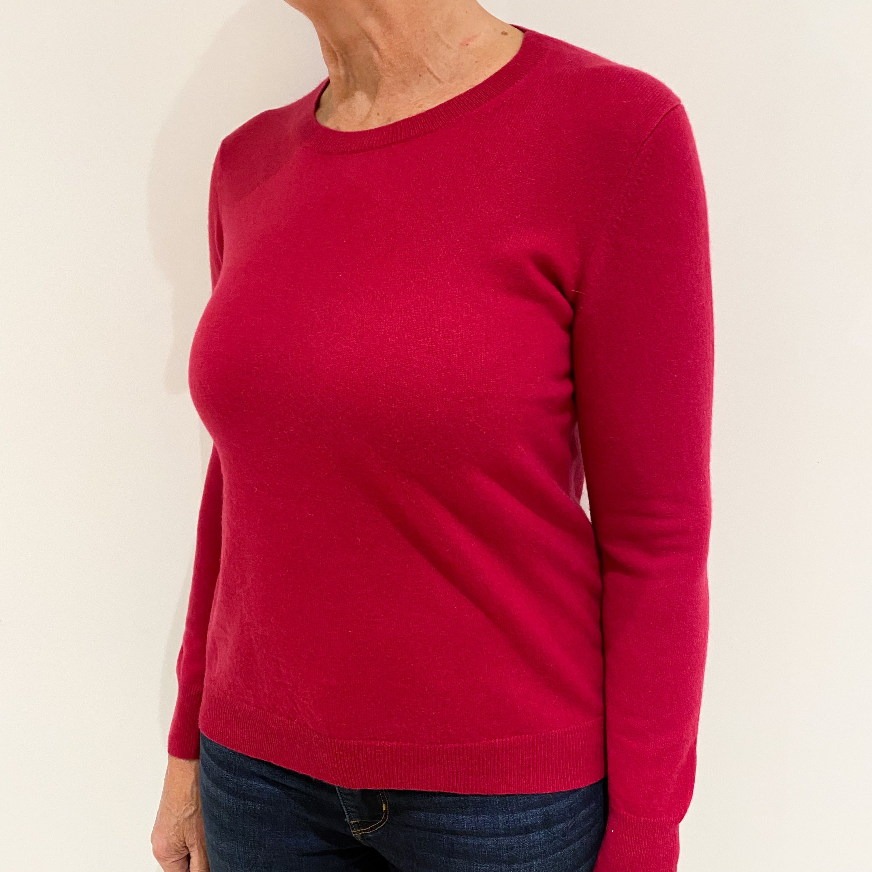 Cherry Pink Cashmere Crew Neck Jumper Medium