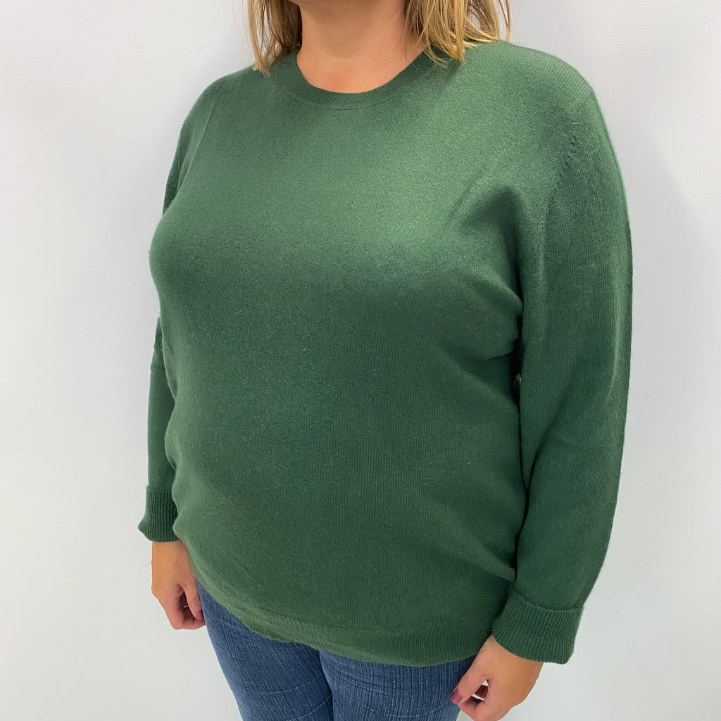Neiman Marcus Forest Green Cashmere Crew Neck Jumper Extra Large