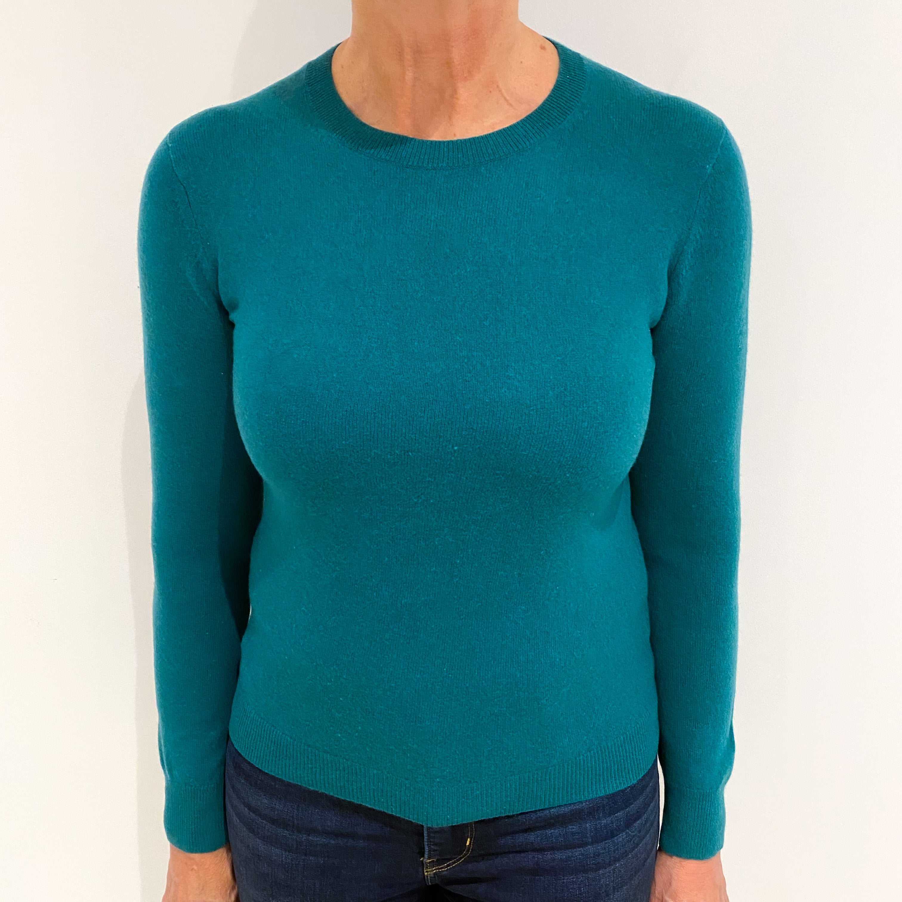 Shamrock Green Cashmere Crew Neck Jumper Medium