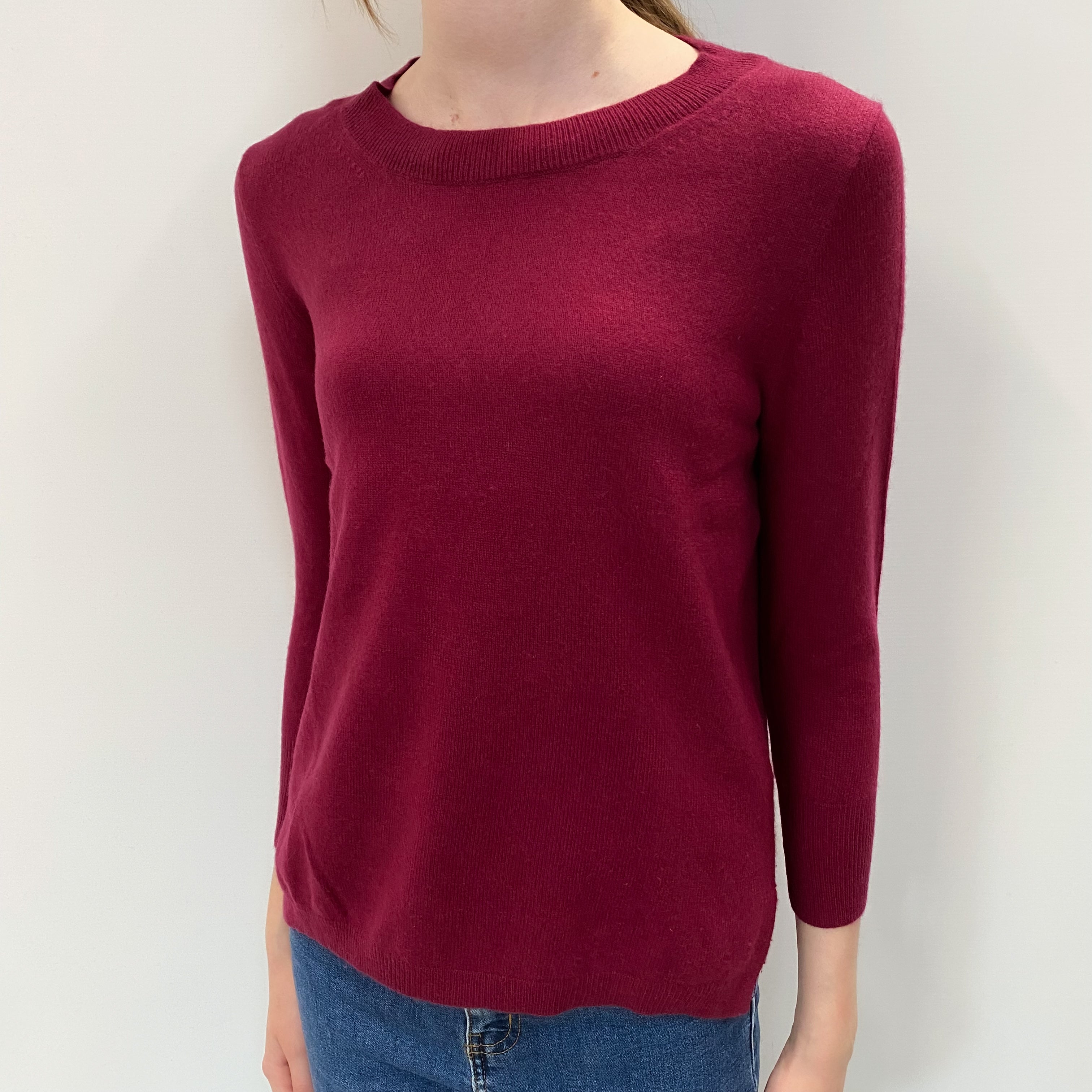 Wine Red Cashmere Crew Neck Jumper Extra Small