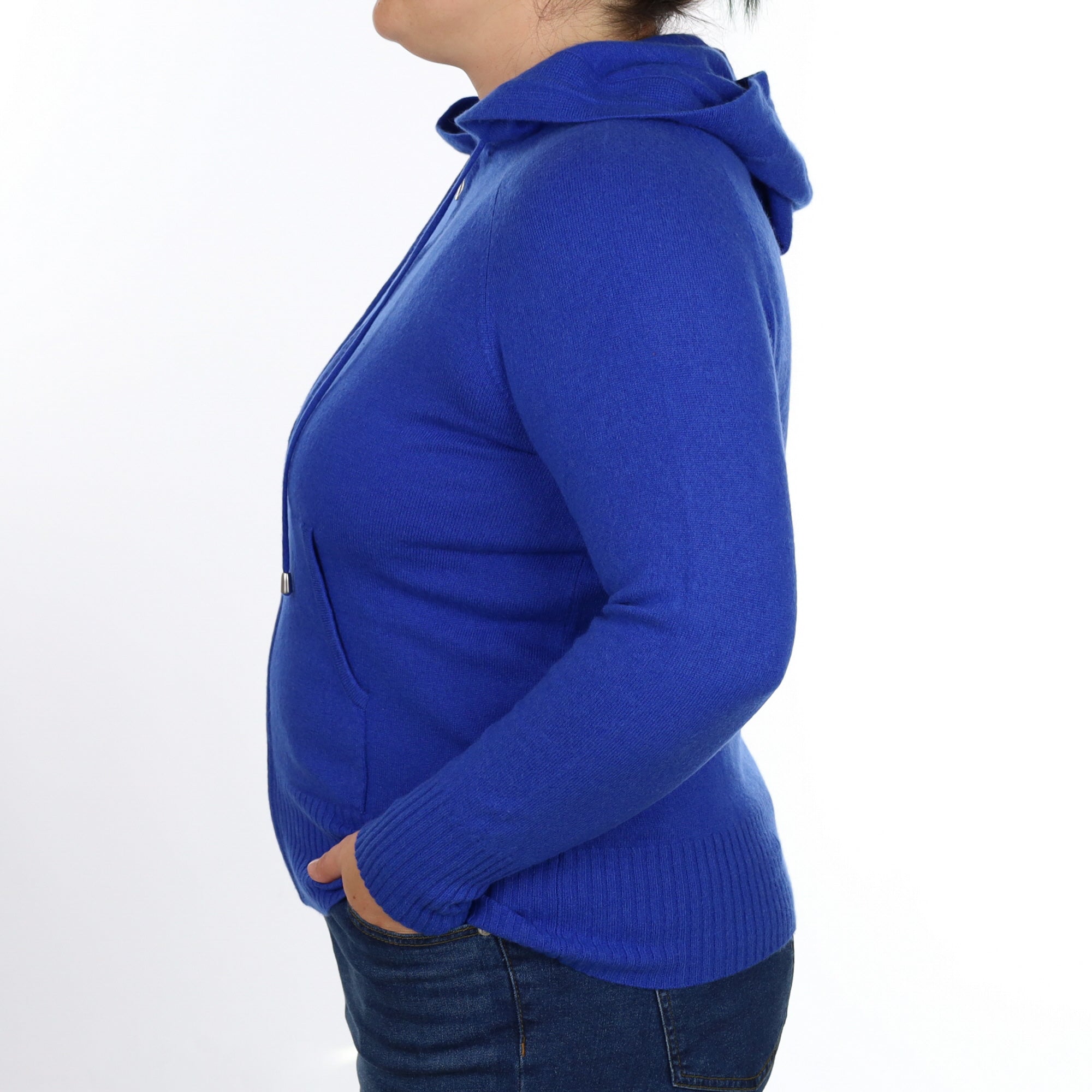Electric Blue Cashmere Zip up Hoodie Large