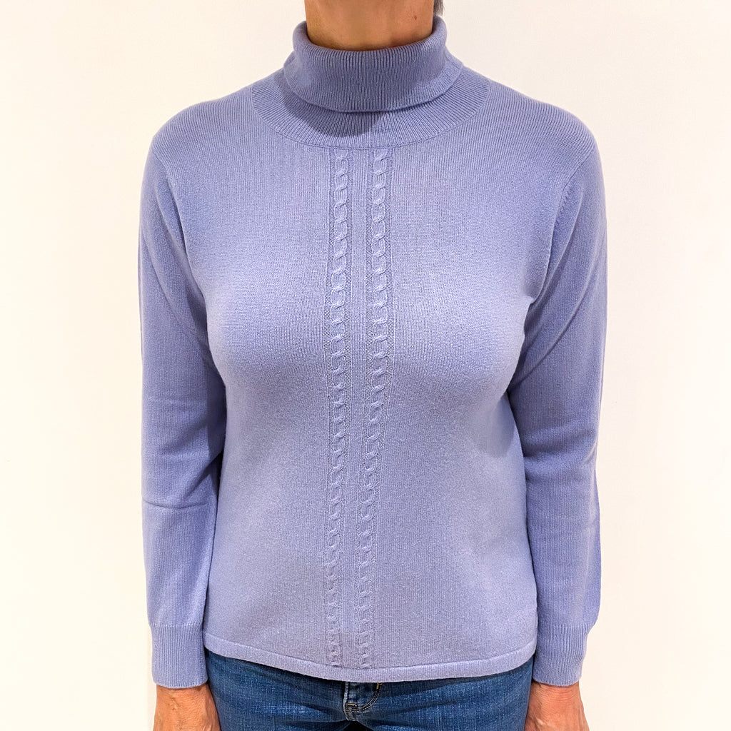 Lilac Purple Cashmere Polo Neck Jumper Medium