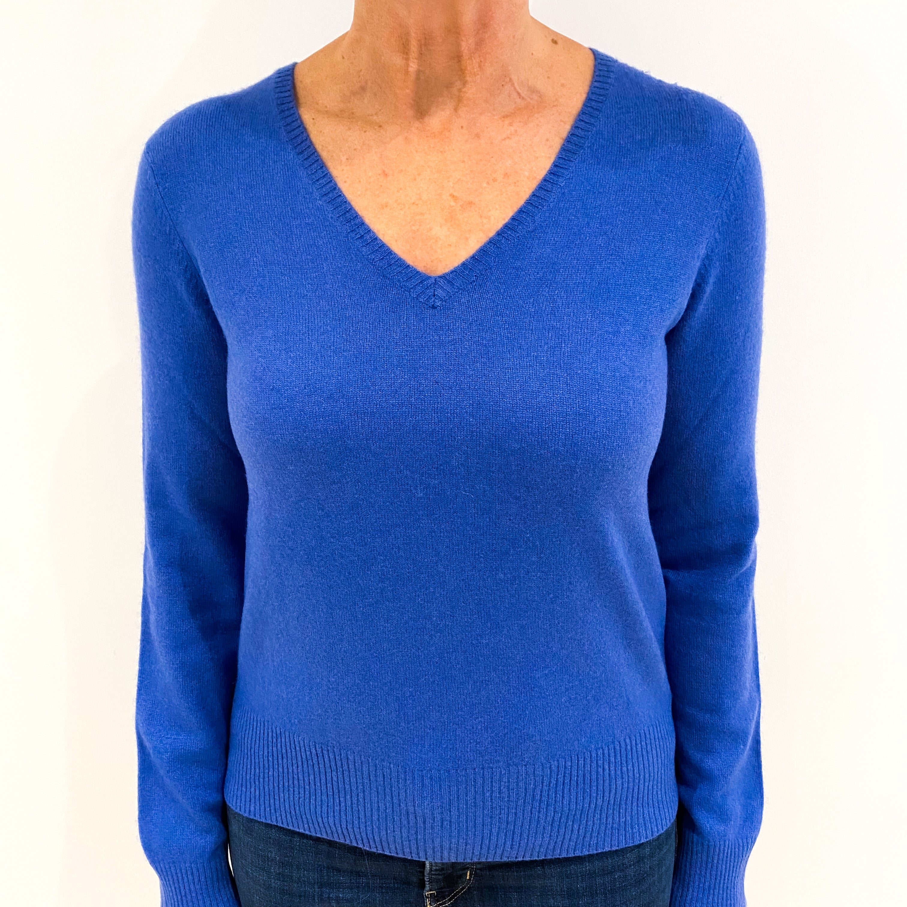 Air Force Blue Cashmere V-Neck Jumper Medium