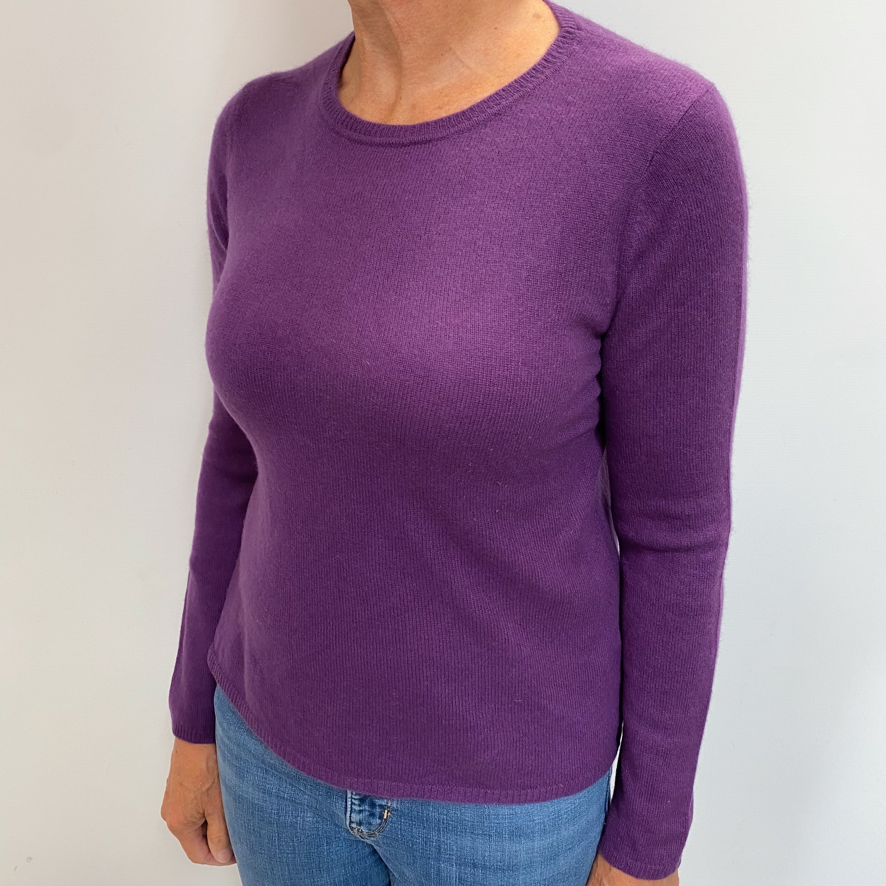 Plum Purple Cashmere Crew Neck Jumper Medium