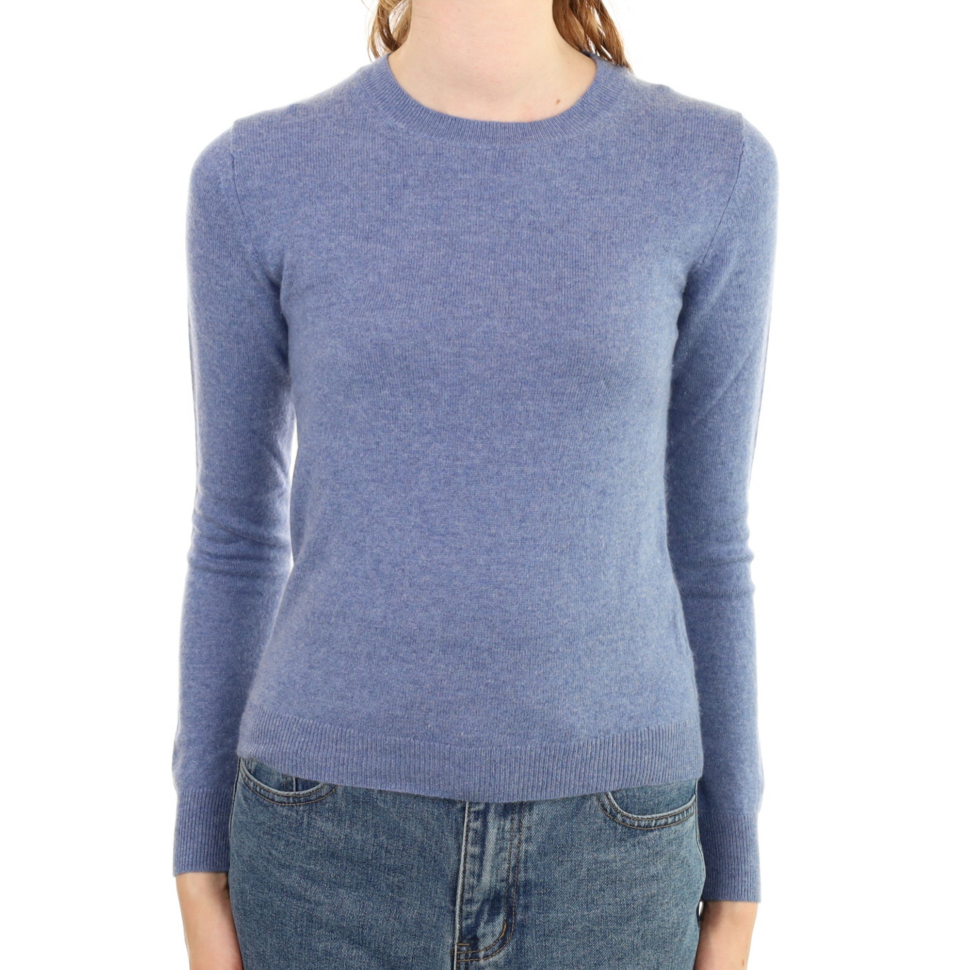 Denim Blue Cashmere Crew Neck Jumper Extra Extra Small