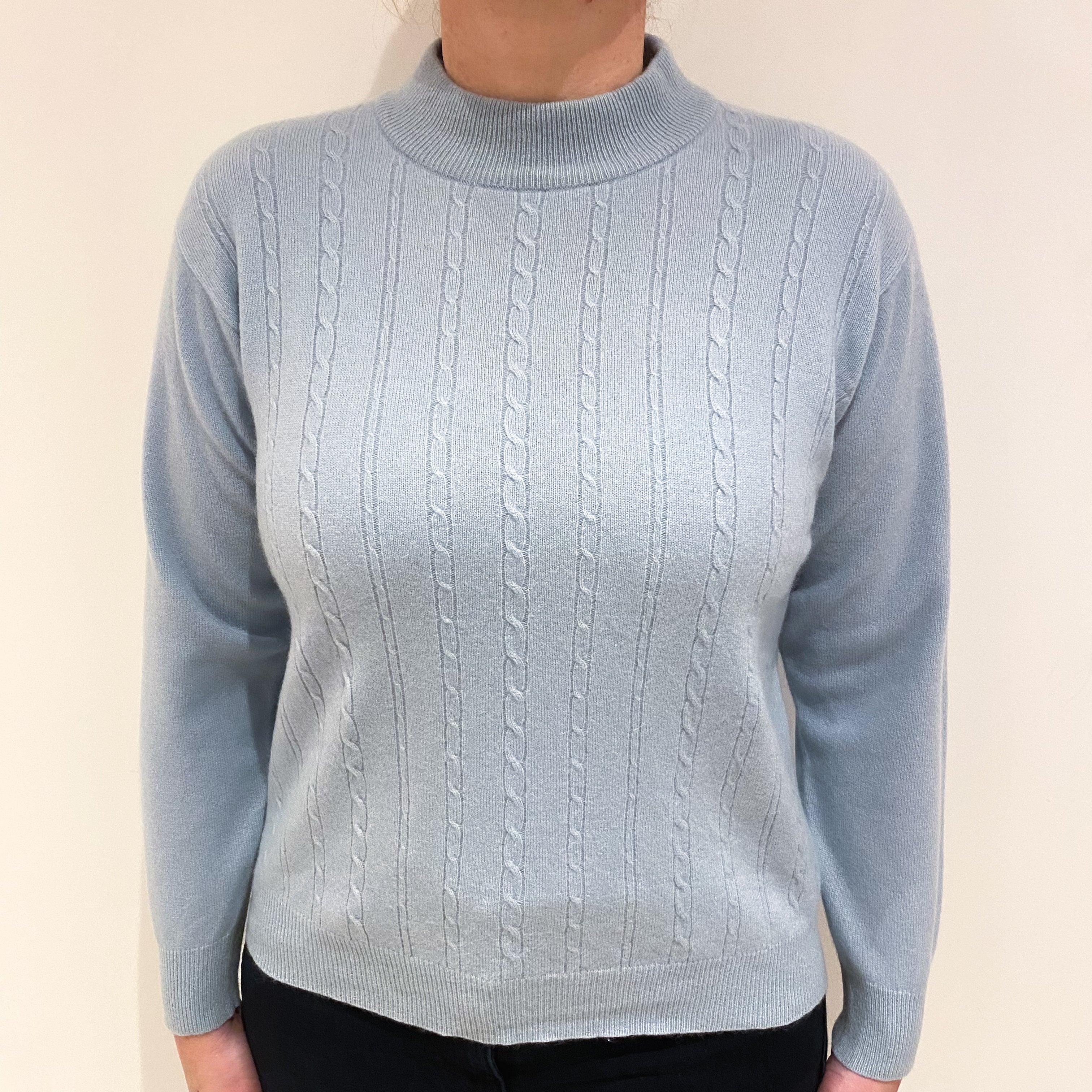 Ice Blue Cashmere Turtle Neck Jumper Large