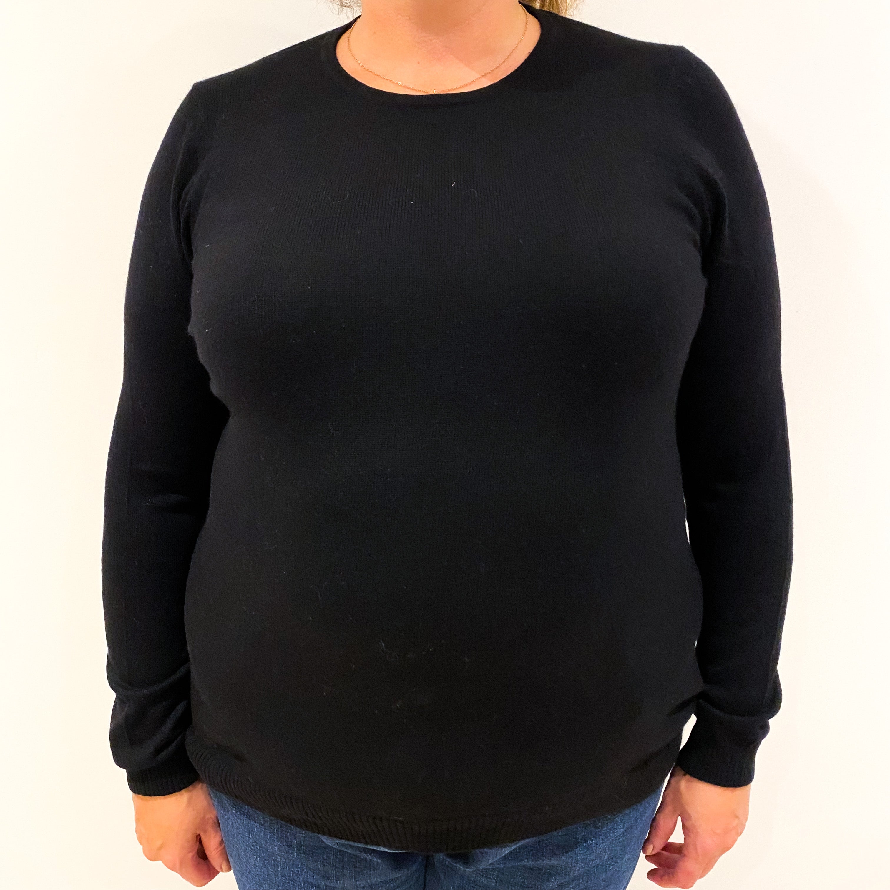 Black Cashmere Crew Neck Jumper Extra Large