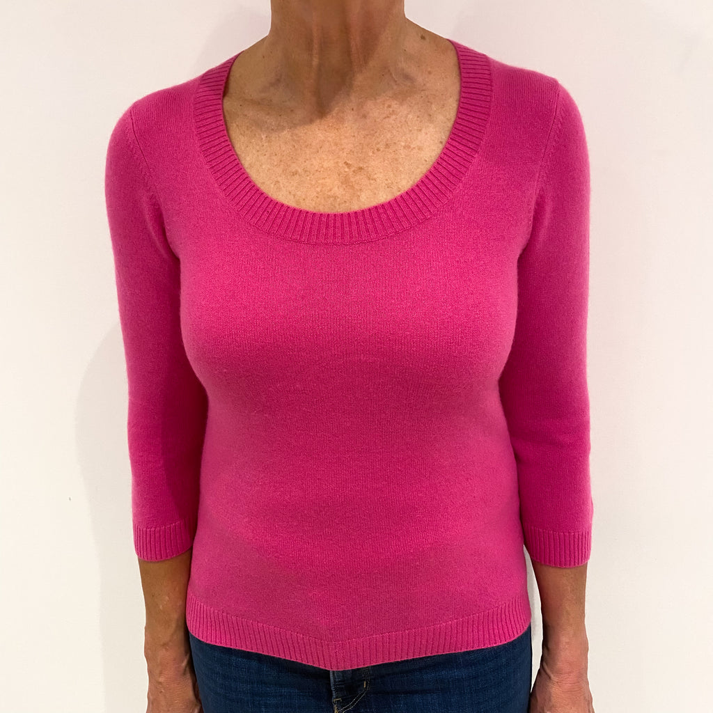 Hot Pink Cashmere Scoop Neck Jumper Medium