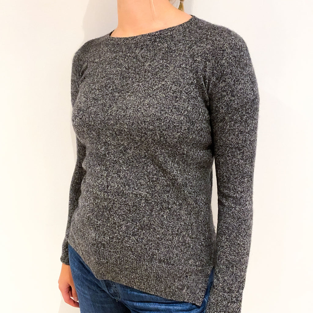 Charcoal Grey Marl Cashmere Crew Neck Jumper Small