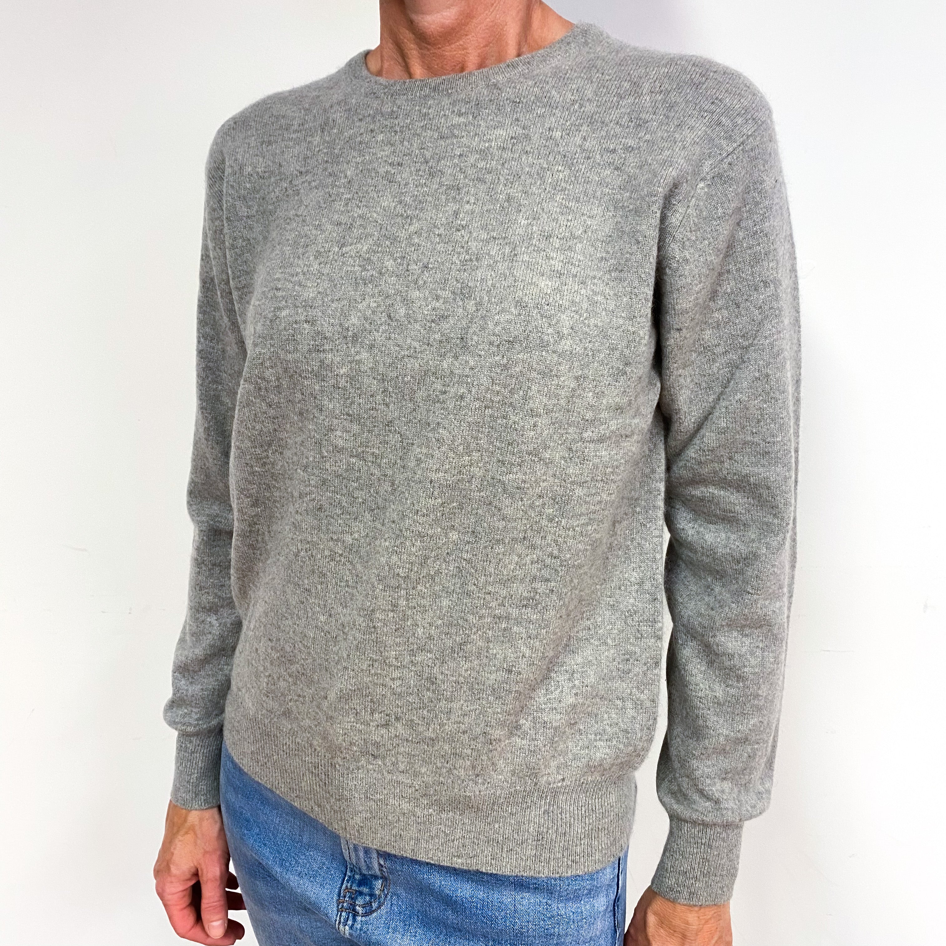Smoke Grey Cashmere Crew Neck Jumper Medium