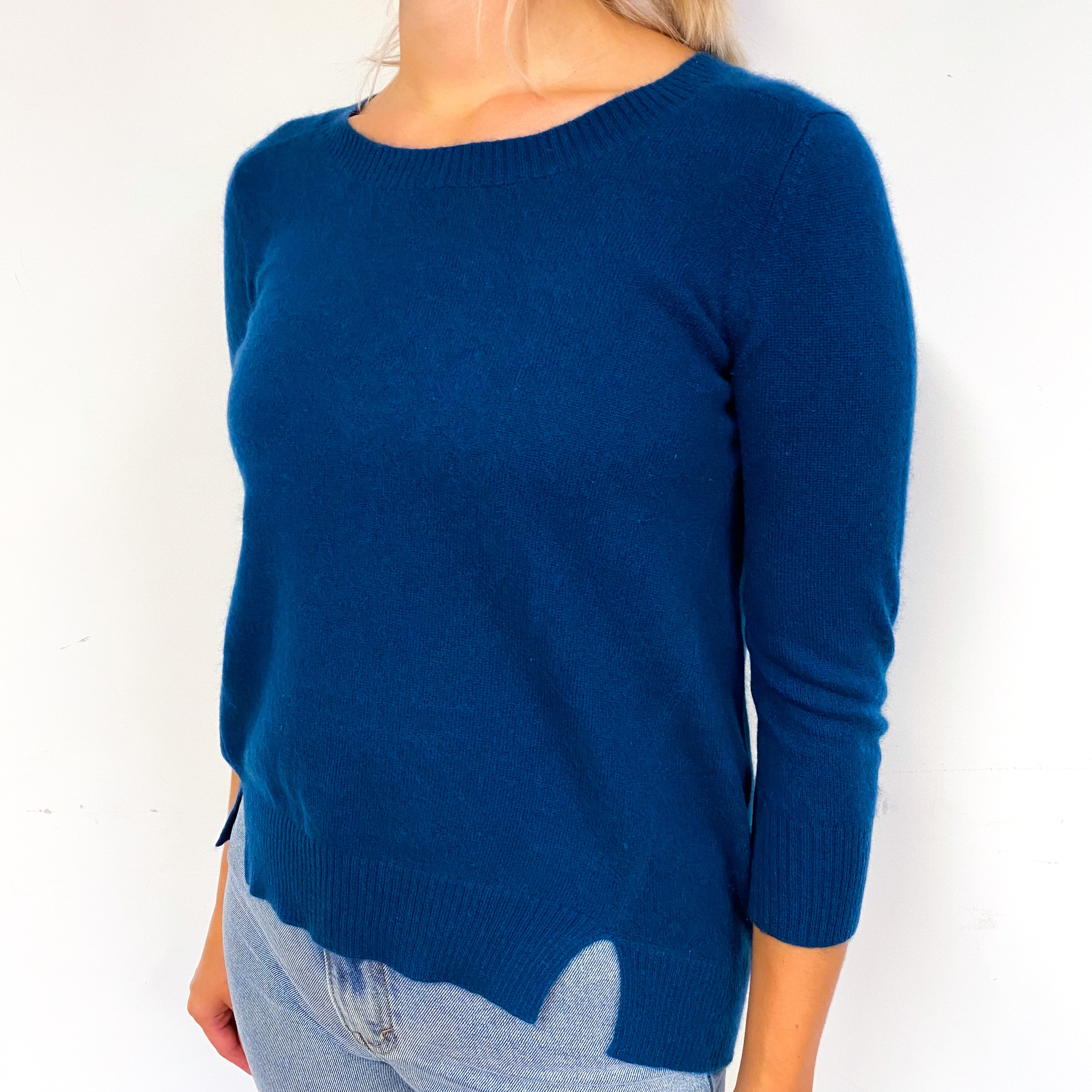 Ocean Blue Slouchy Cashmere Crew Neck Jumper Small