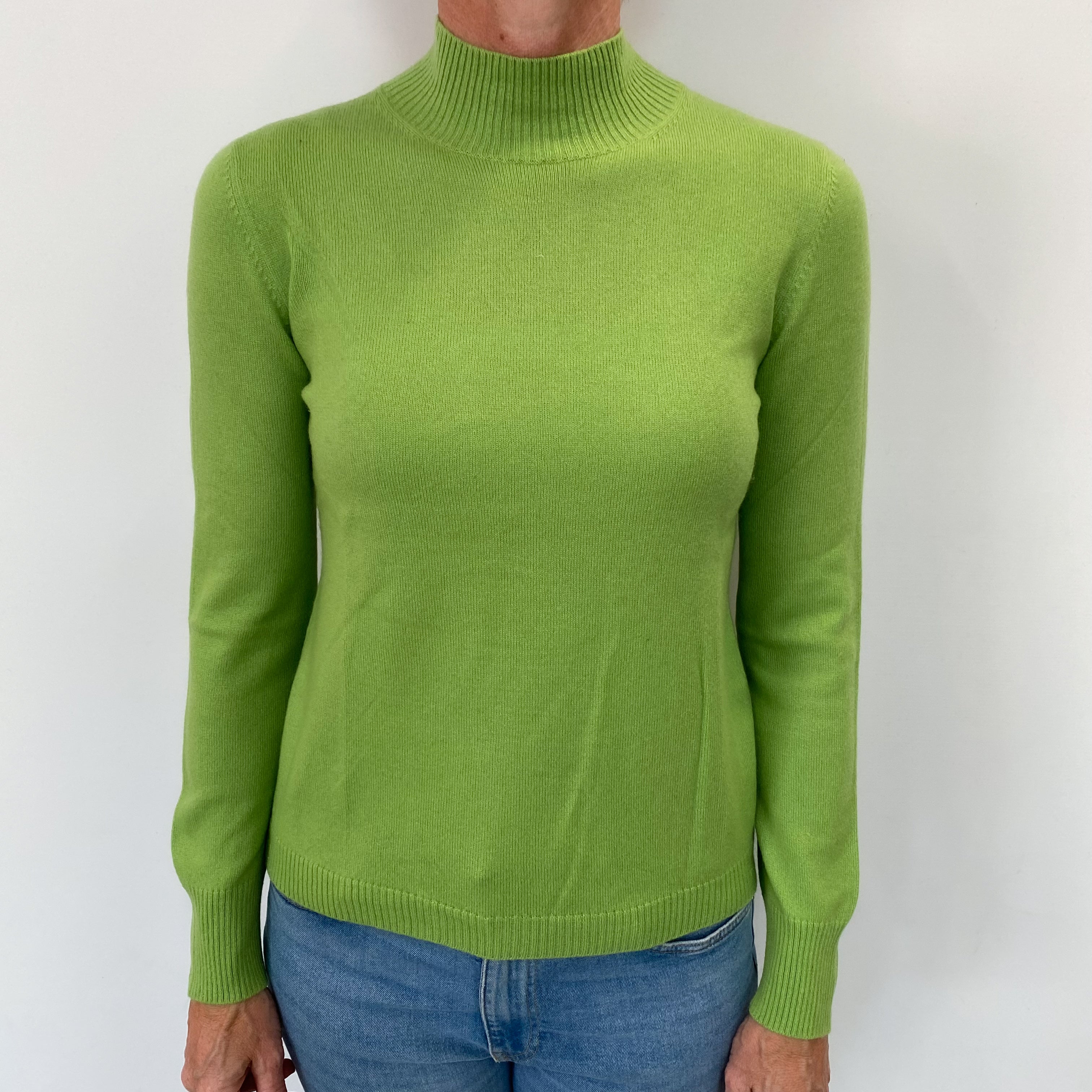 Pear Green Cashmere Turtle Neck Jumper Small