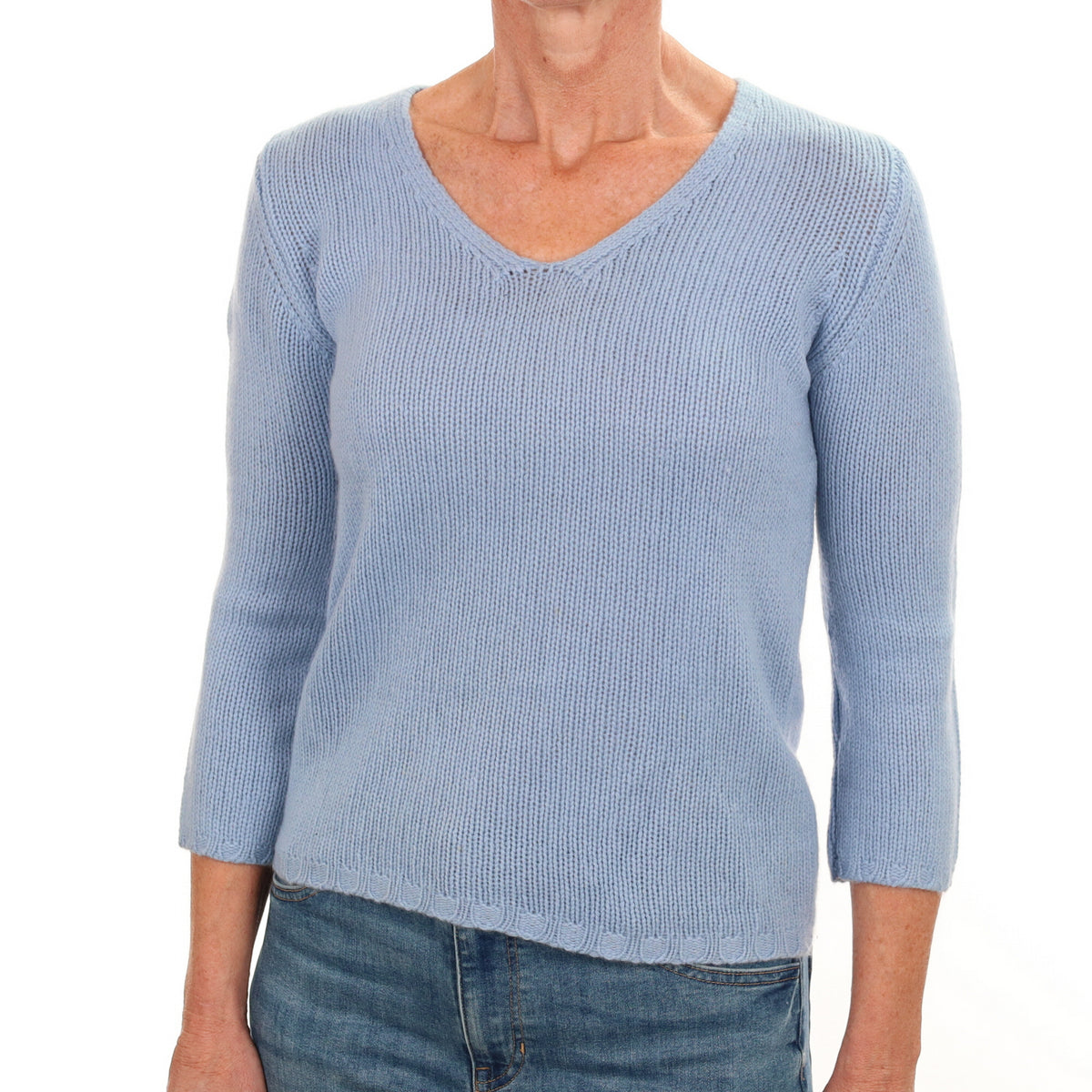 Sky Blue Cashmere V Neck Jumper Small