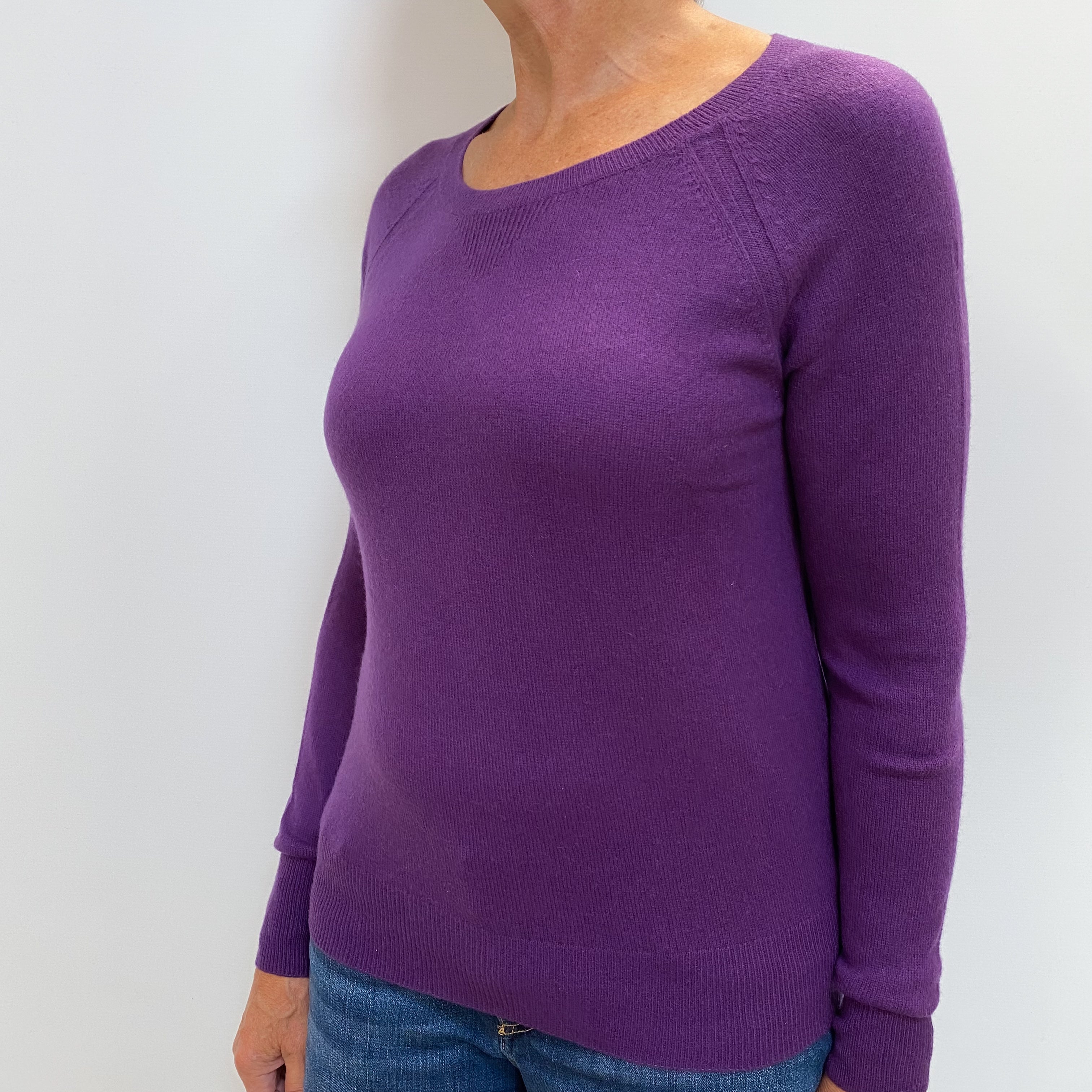 Iris Purple Cashmere Crew Neck Jumper Medium