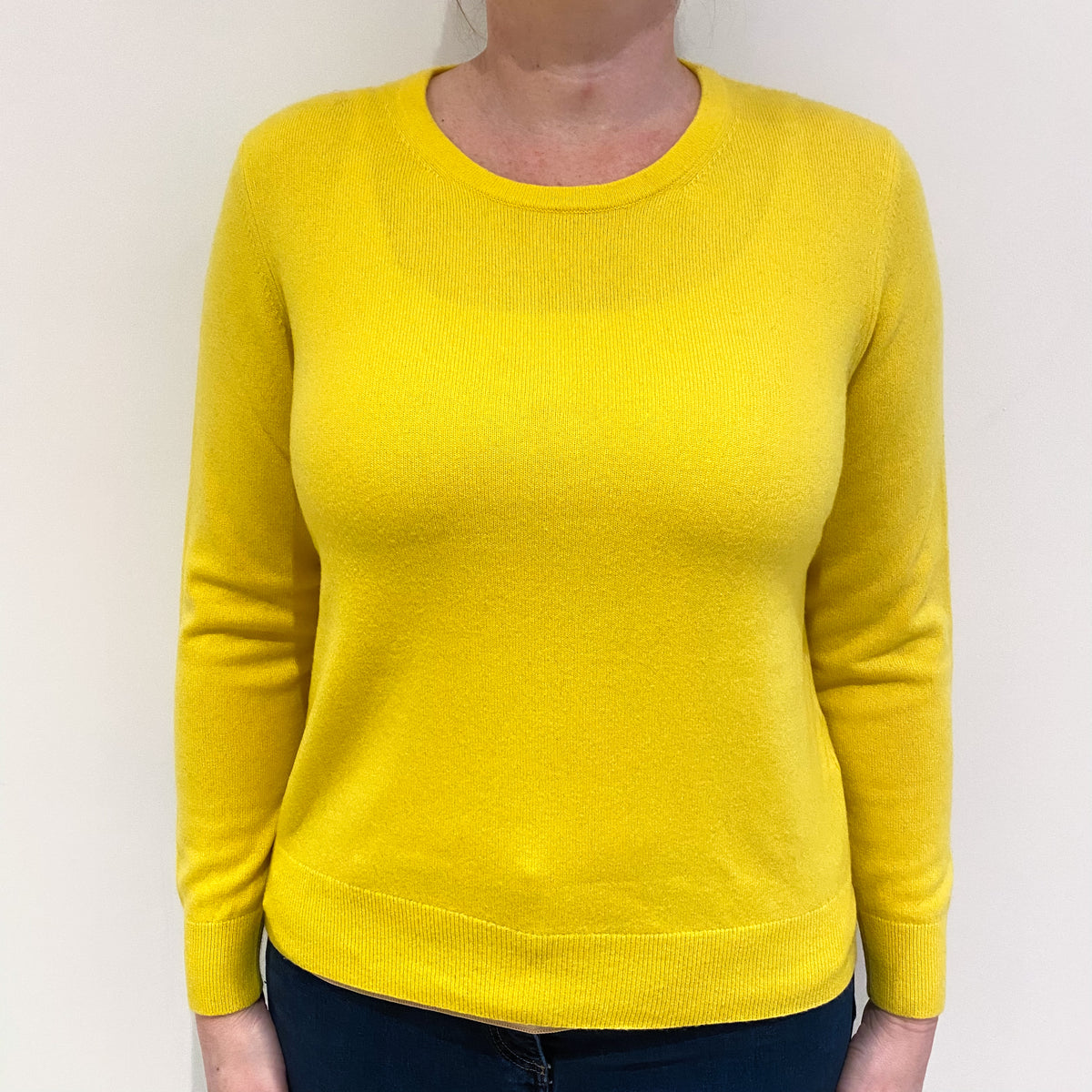 Amber Yellow Cashmere Crew Neck Jumper Large