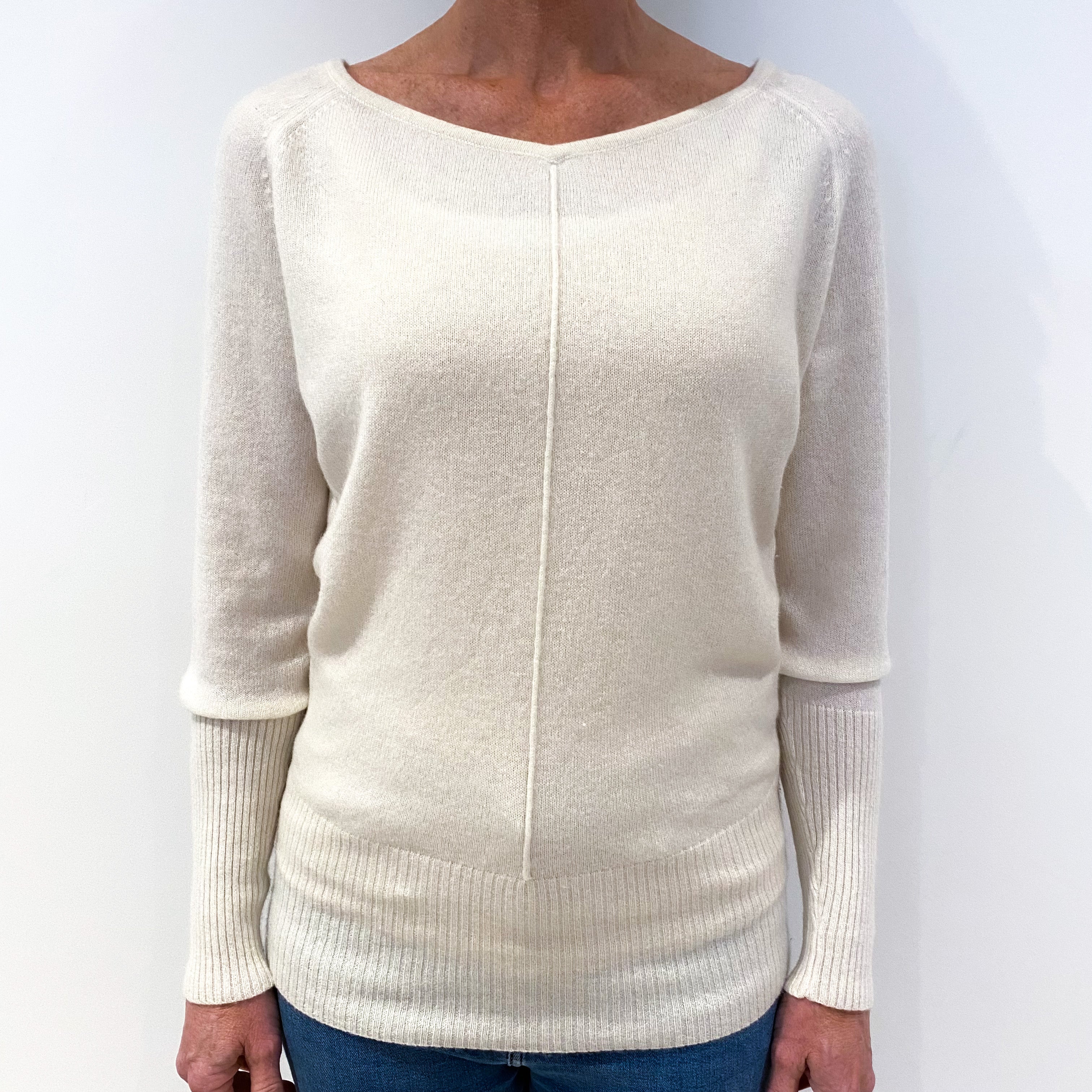 Cream Cashmere V-Neck Jumper Small