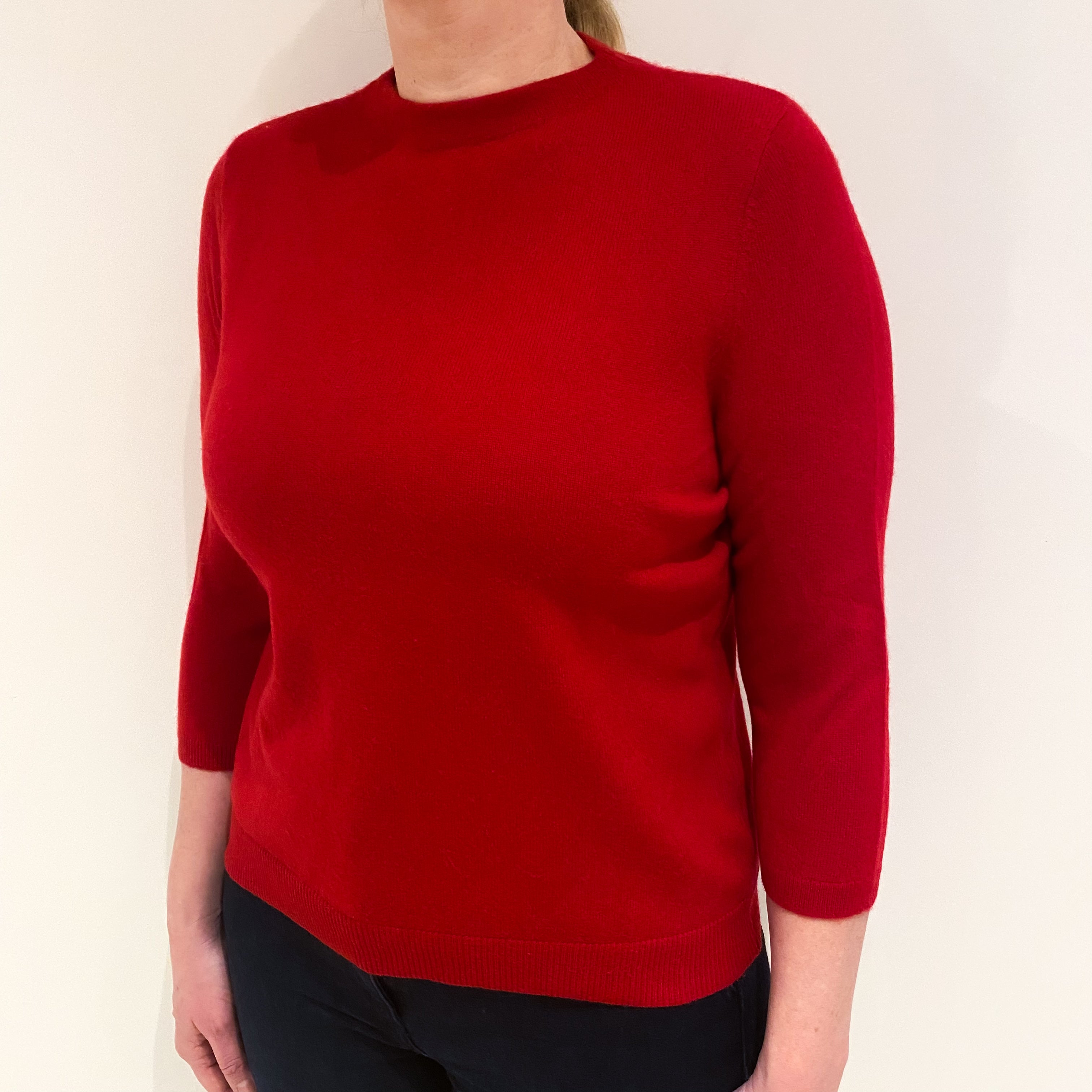 Post Box Red Cashmere Crew Neck Jumper Large